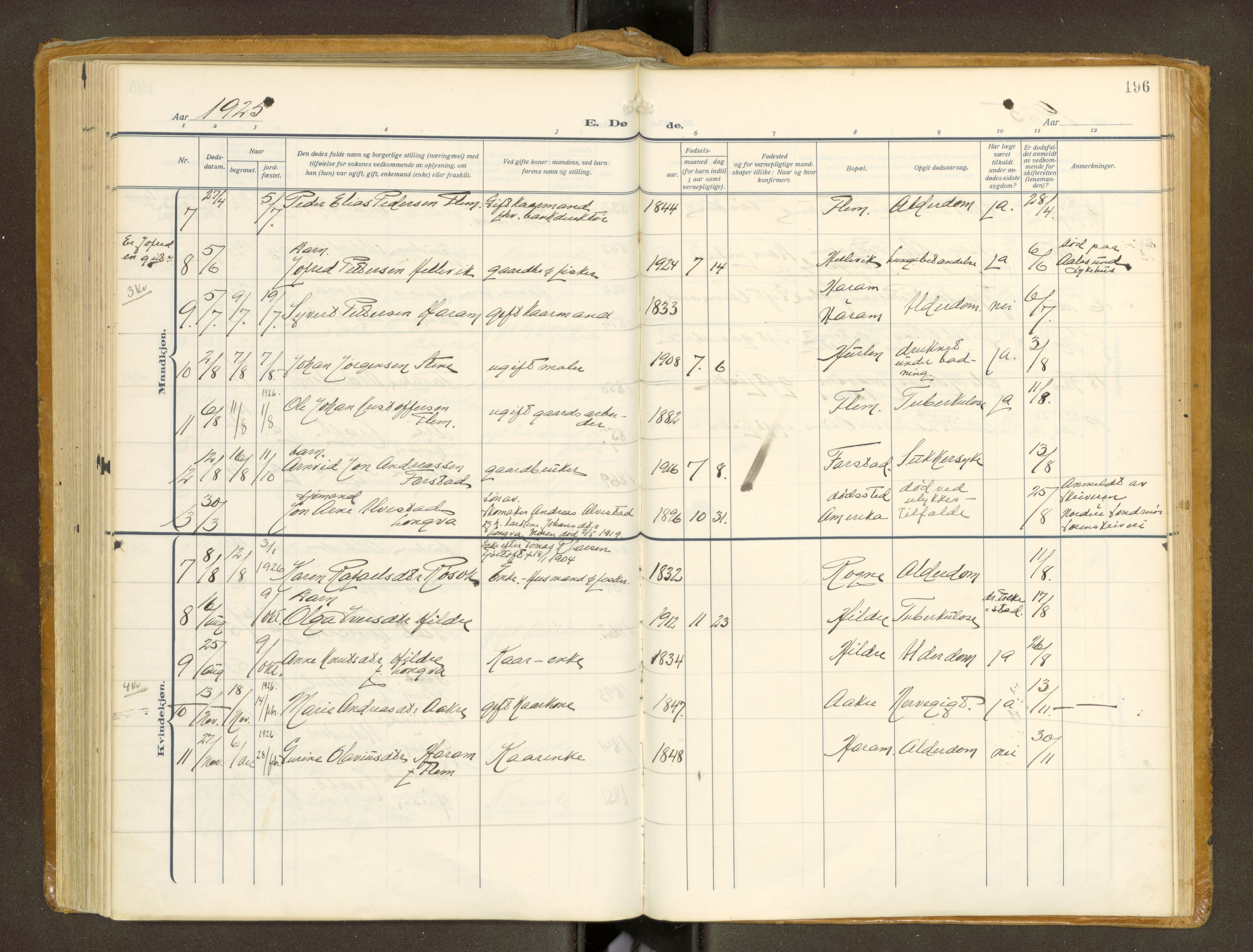 Ministerialprotokoller, klokkerbøker og fødselsregistre - Møre og Romsdal, SAT/A-1454/536/L0518: Parish register (official) no. 536A--, 1914-1931, p. 196