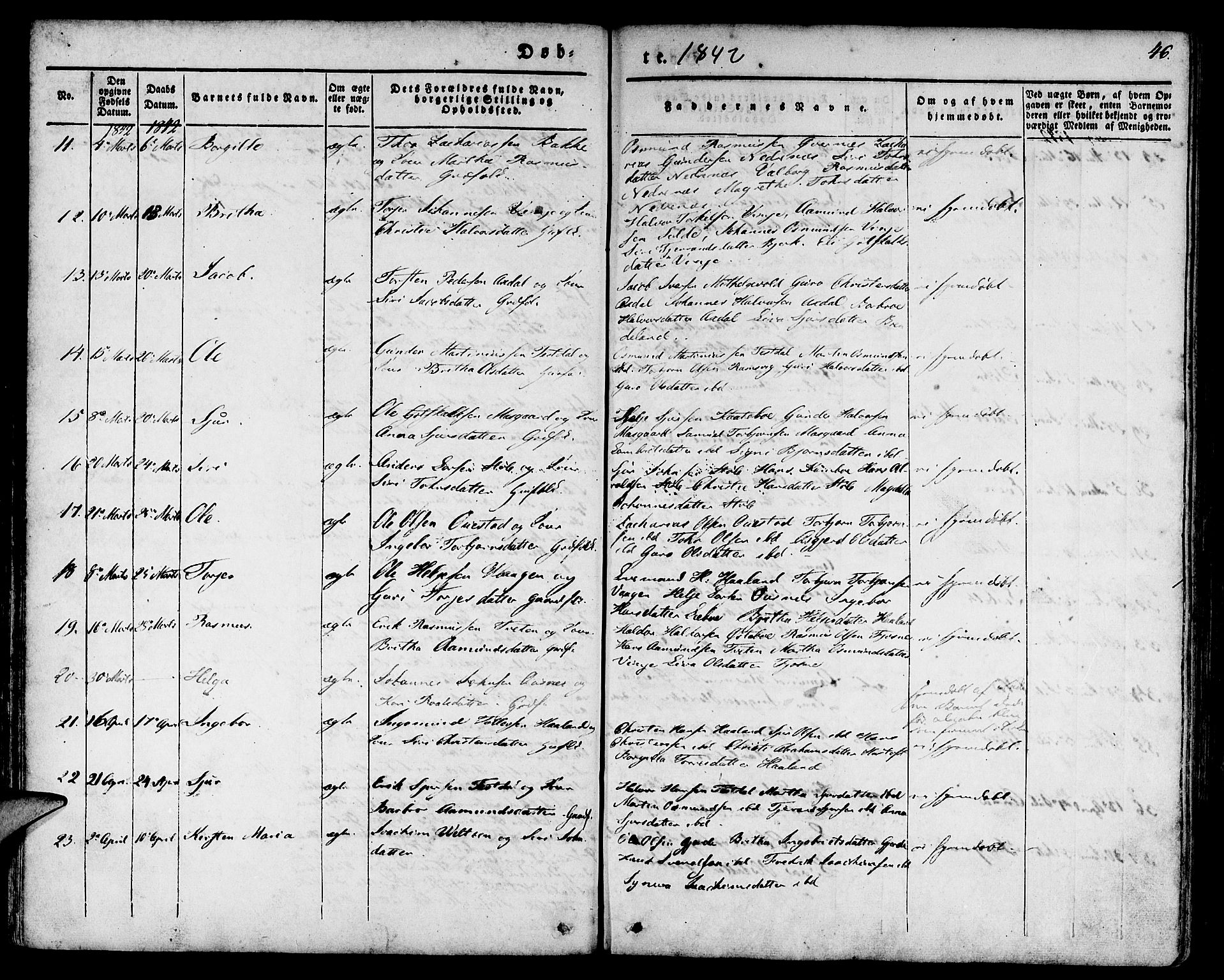 Etne sokneprestembete, AV/SAB-A-75001/H/Haa: Parish register (official) no. A 7, 1831-1847, p. 46