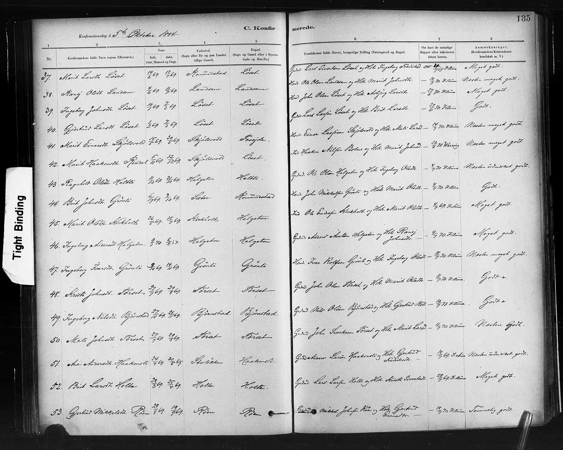 Ministerialprotokoller, klokkerbøker og fødselsregistre - Møre og Romsdal, AV/SAT-A-1454/598/L1069: Parish register (official) no. 598A03, 1882-1895, p. 135