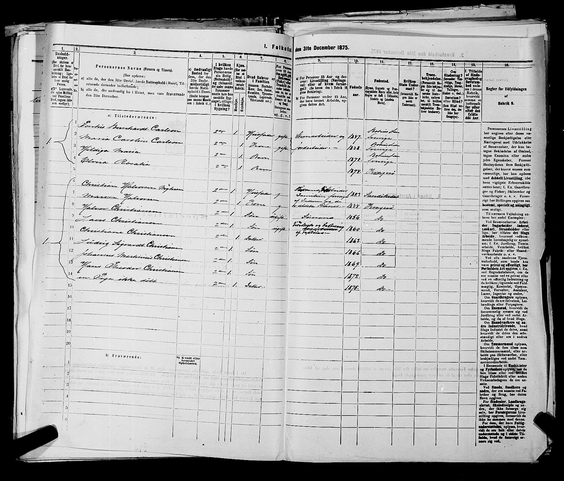 SAKO, 1875 census for 0801P Kragerø, 1875, p. 1182