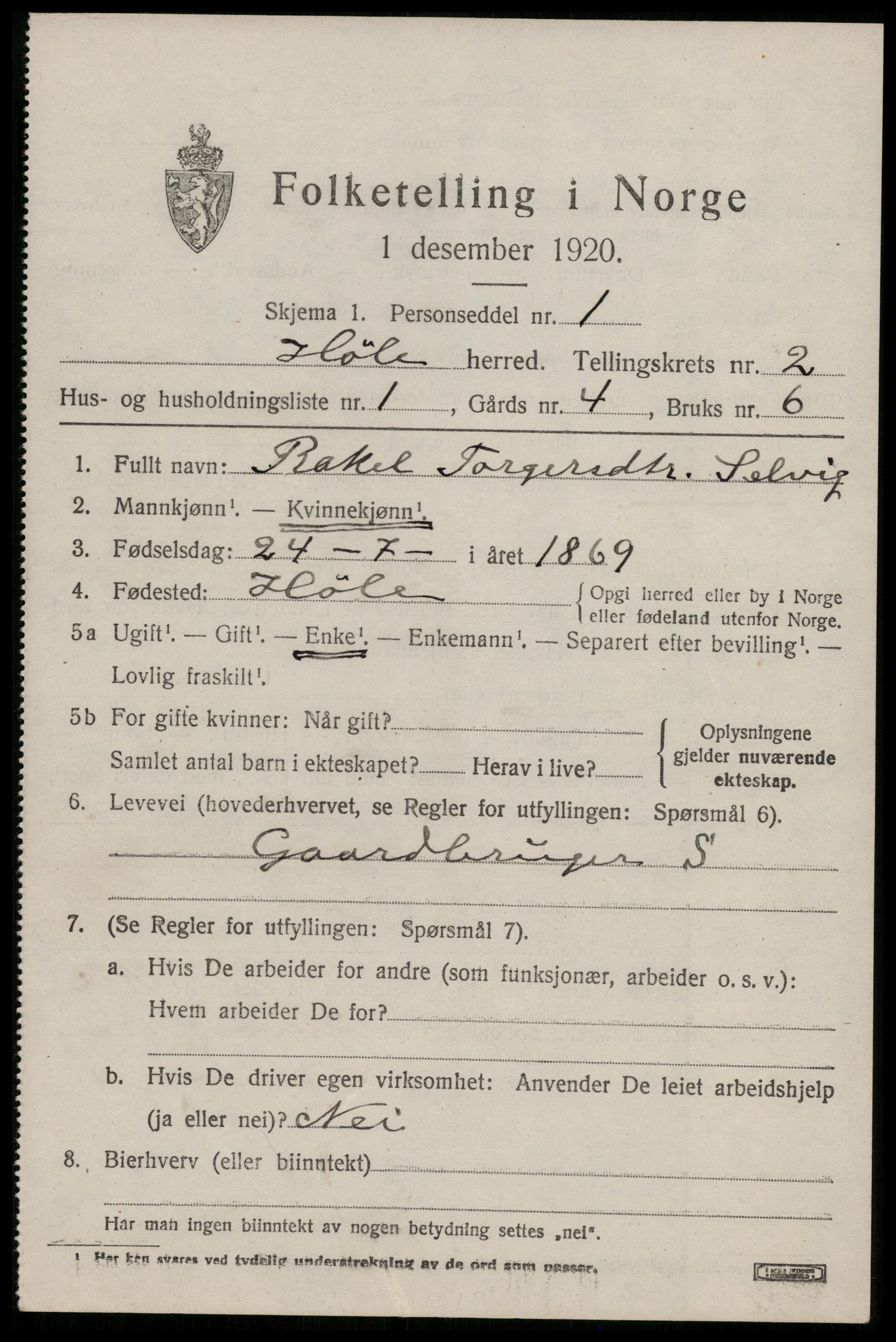 SAST, 1920 census for Høle, 1920, p. 669