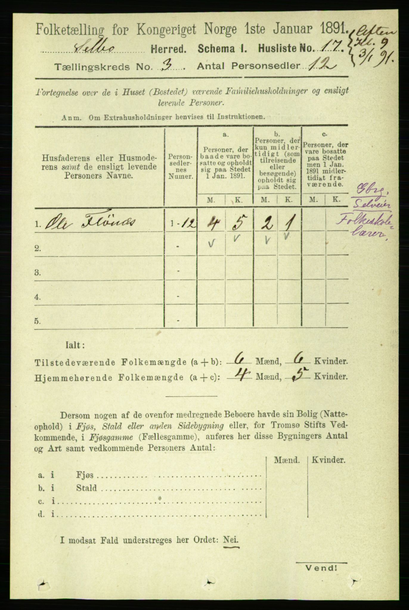 RA, 1891 census for 1664 Selbu, 1891, p. 592