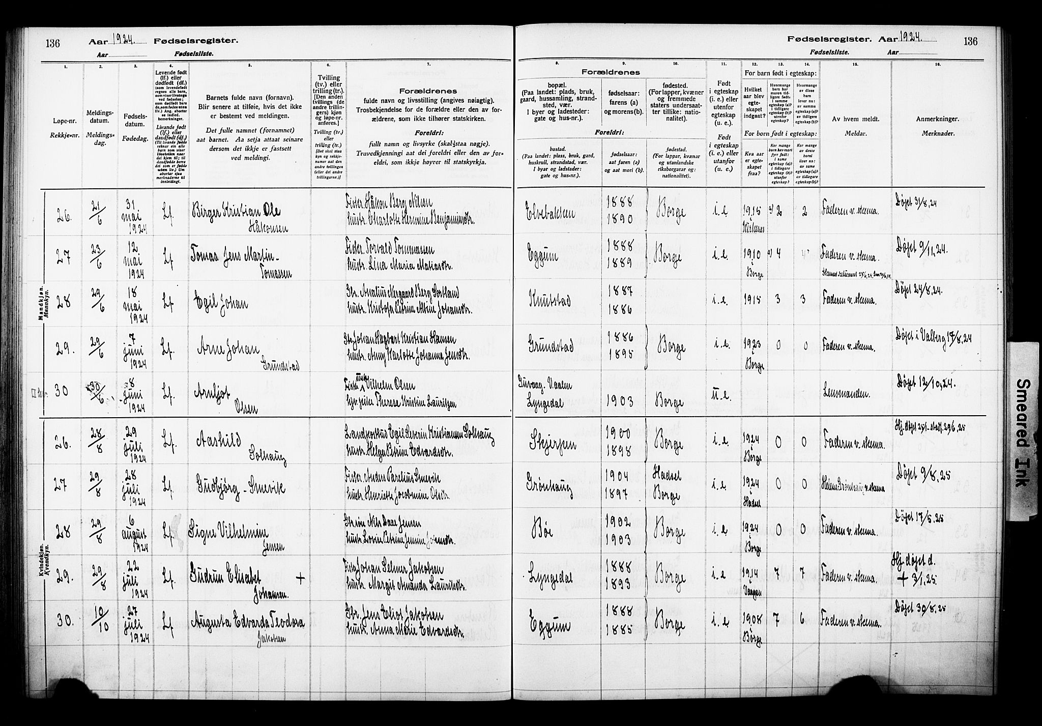 Ministerialprotokoller, klokkerbøker og fødselsregistre - Nordland, AV/SAT-A-1459/880/L1145: Birth register no. 880.II.4.1, 1916-1929, p. 136