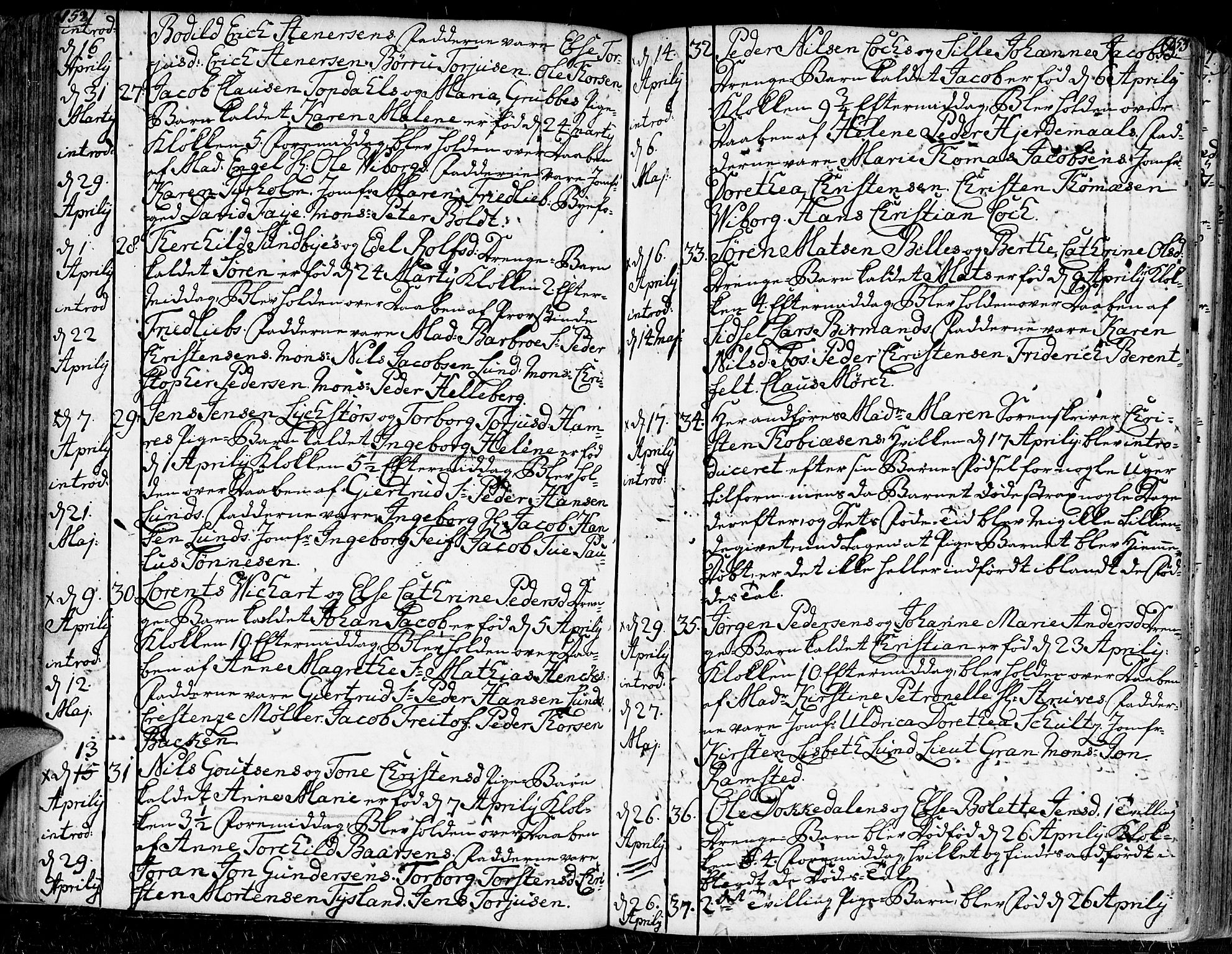 Kristiansand domprosti, SAK/1112-0006/F/Fa/L0002: Parish register (official) no. A 2, 1755-1778, p. 152-153