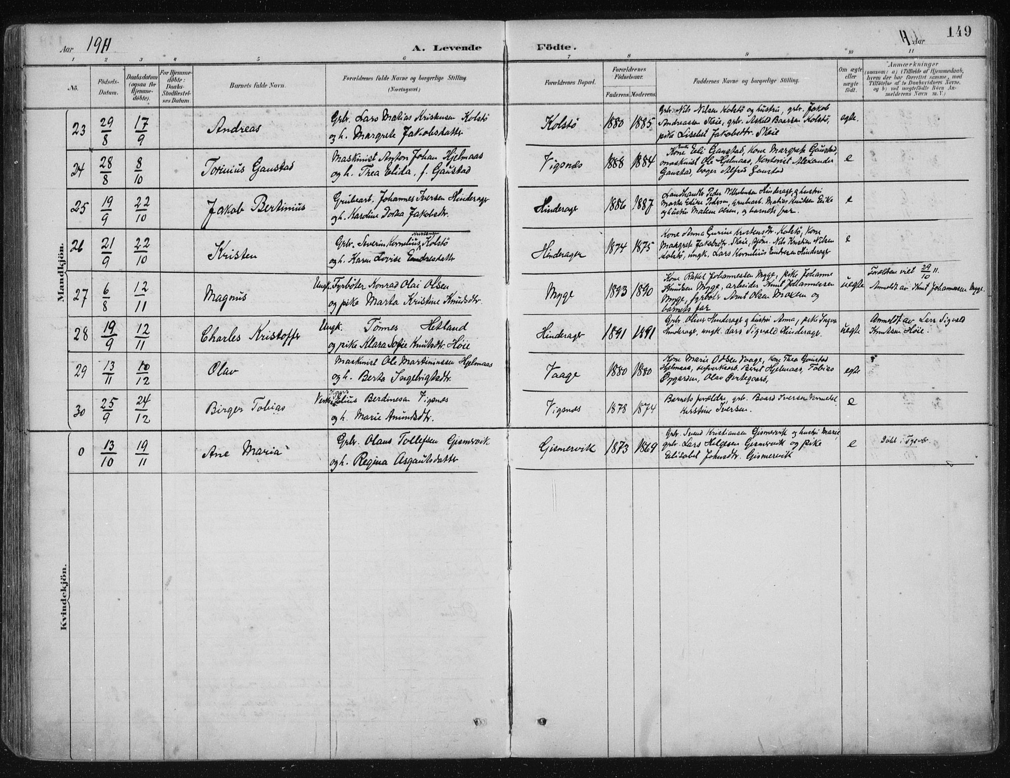 Avaldsnes sokneprestkontor, AV/SAST-A -101851/H/Ha/Haa/L0017: Parish register (official) no. A 17, 1889-1920, p. 149