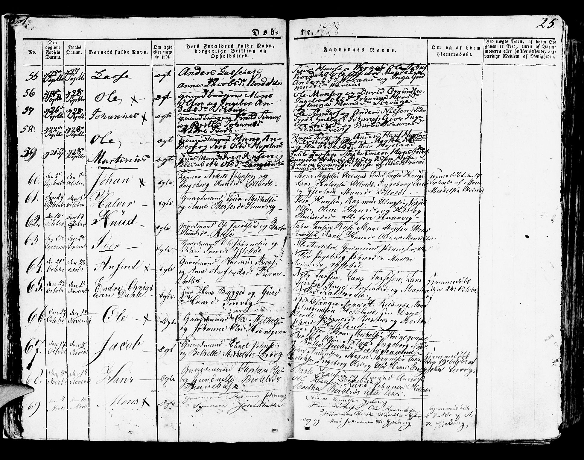 Lindås Sokneprestembete, SAB/A-76701/H/Haa: Parish register (official) no. A 8, 1823-1836, p. 25