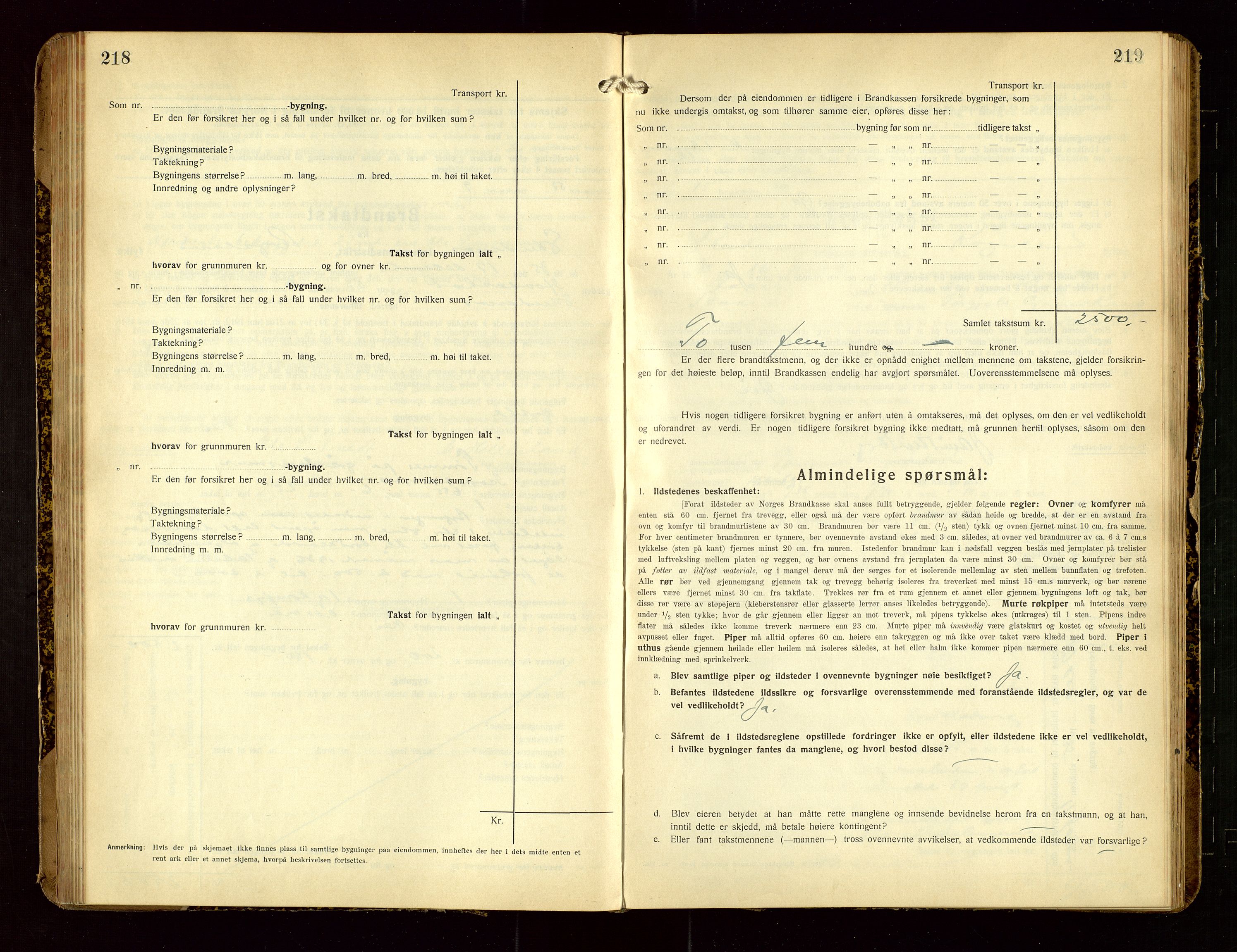 Skudenes lensmannskontor, SAST/A-100444/Gob/L0002: "Brandtakstprotokoll", 1925-1952, p. 218-219