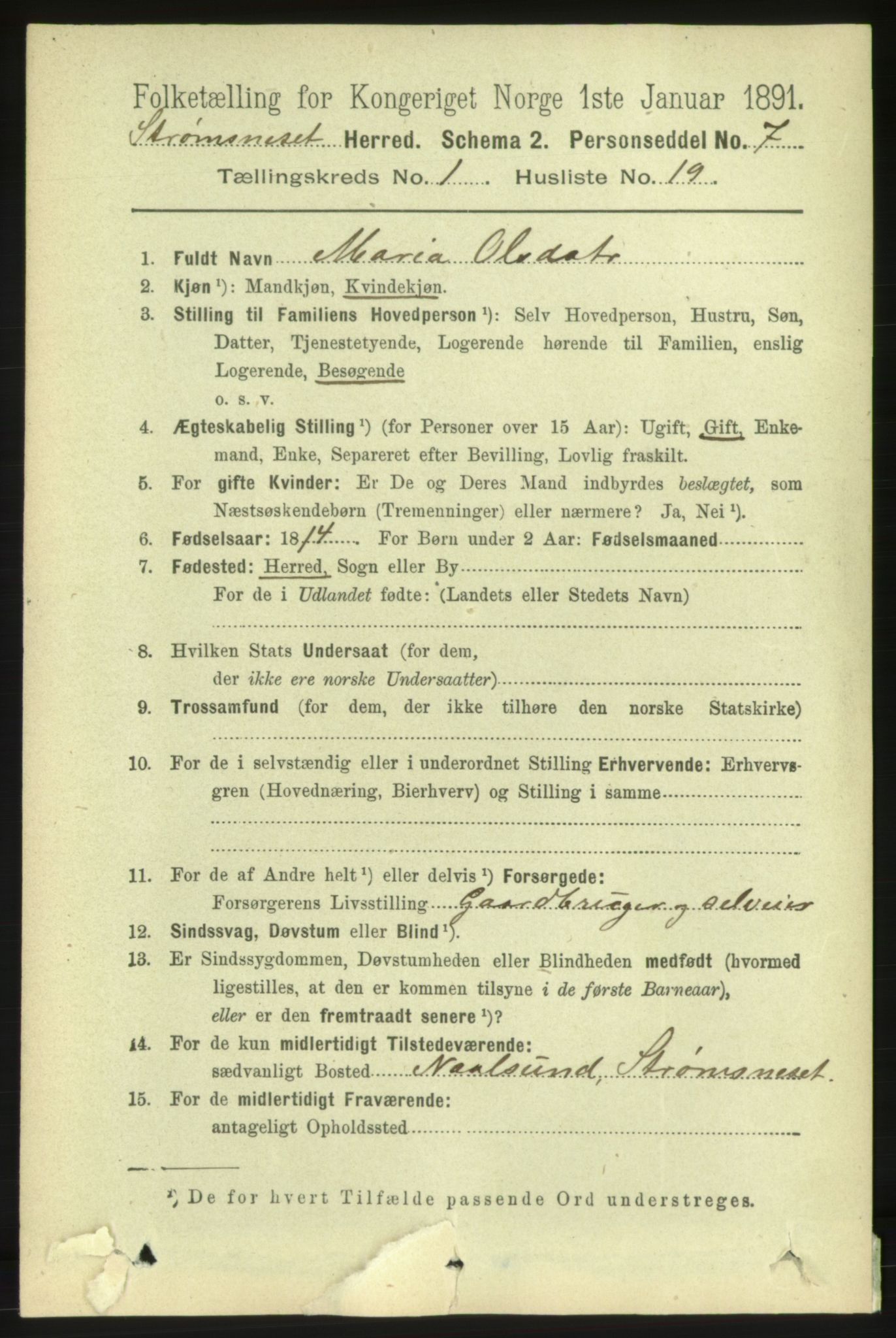 RA, 1891 census for 1559 Straumsnes, 1891, p. 180