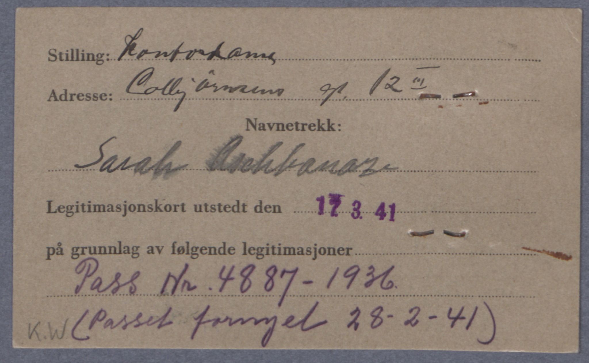 Sosialdepartementet, Våre Falne, AV/RA-S-1708/E/Ee/Eea/L0021A: Legitimasjonskort med fotografier for jøder, 1941-1942, p. 18