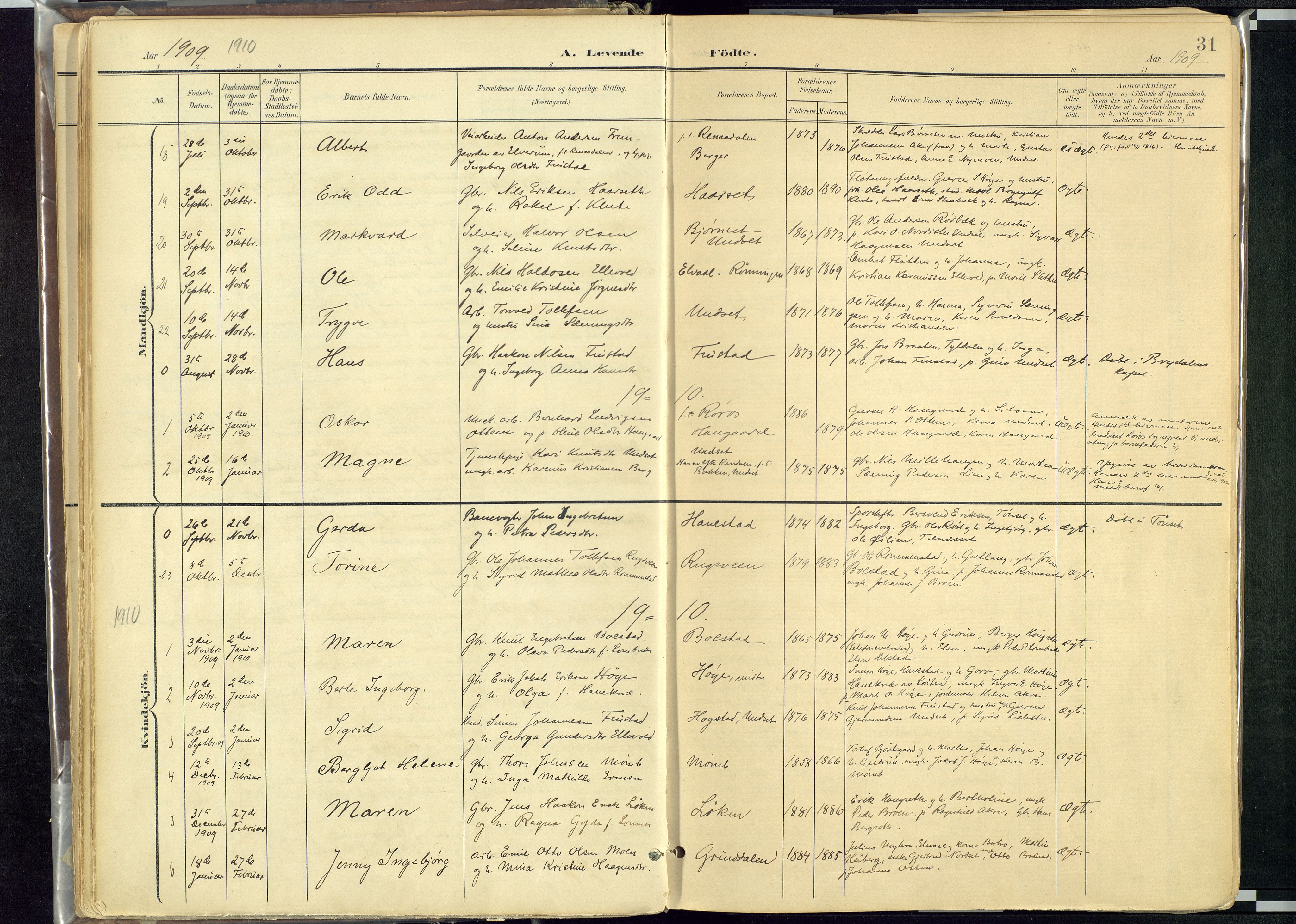 Rendalen prestekontor, SAH/PREST-054/H/Ha/Haa/L0012: Parish register (official) no. 12, 1901-1928, p. 31