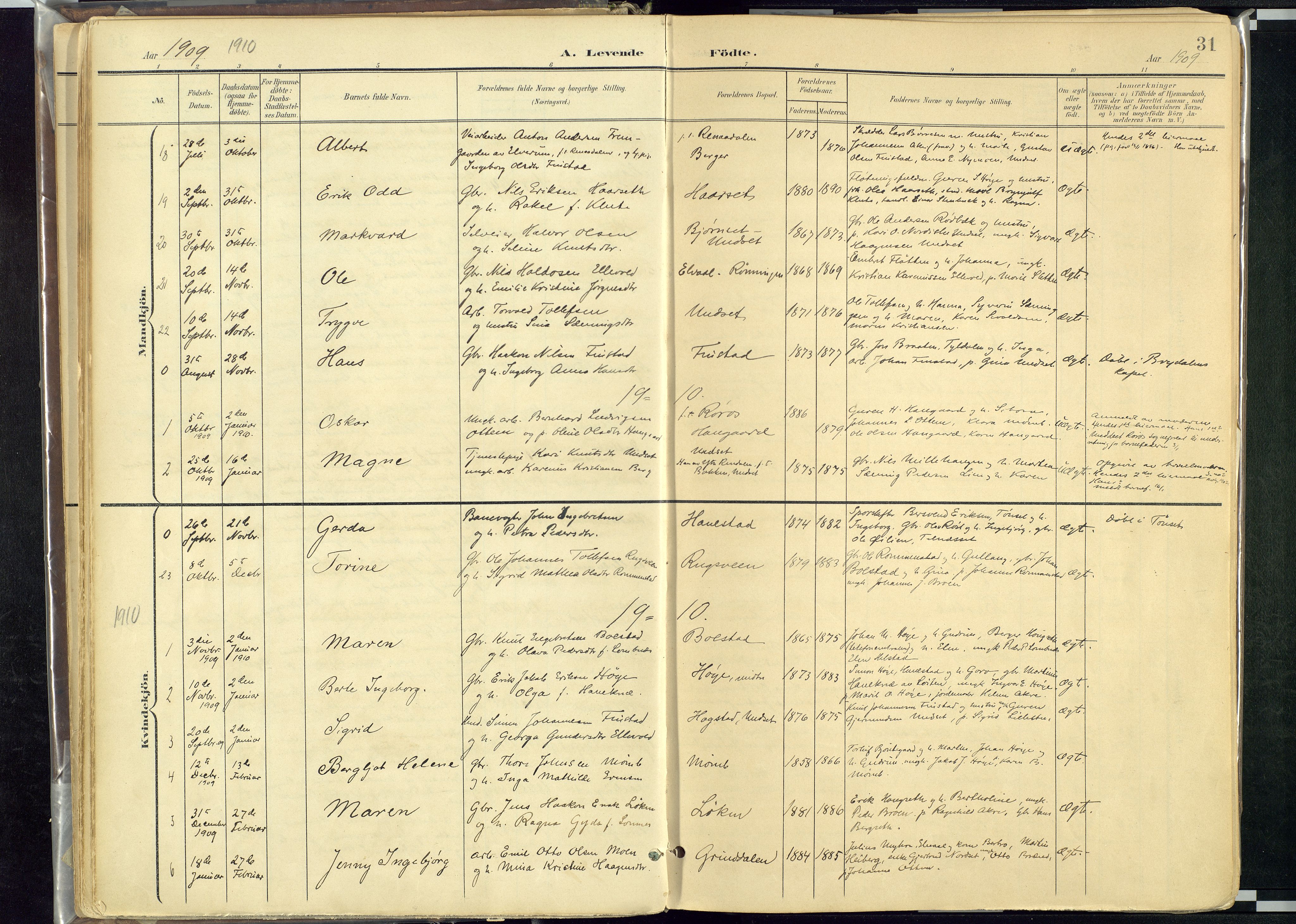 Rendalen prestekontor, AV/SAH-PREST-054/H/Ha/Haa/L0012: Parish register (official) no. 12, 1901-1928, p. 31