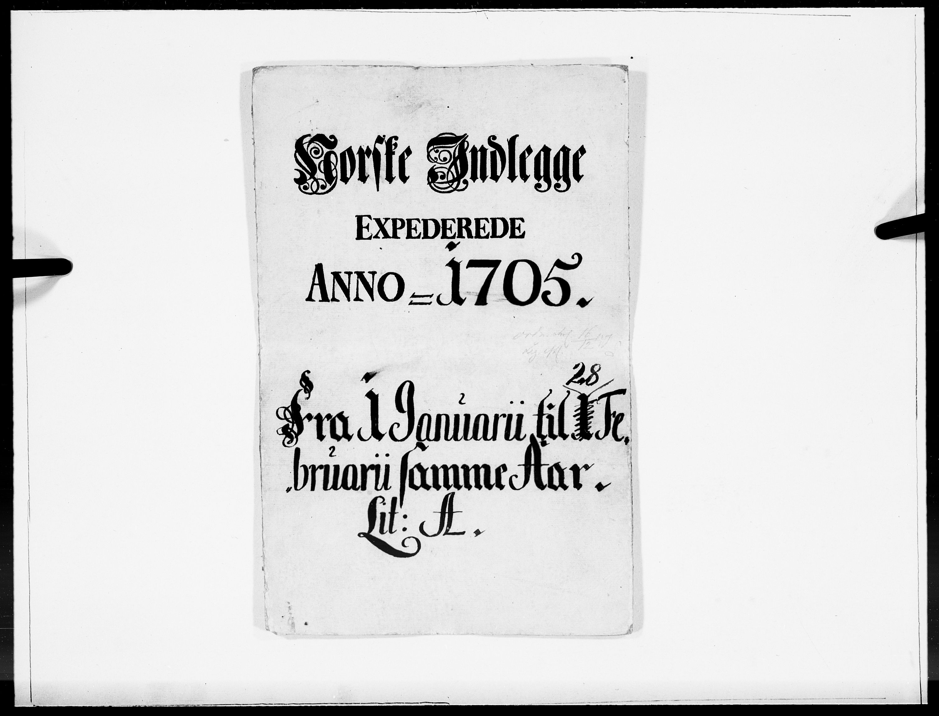 Danske Kanselli 1572-1799, AV/RA-EA-3023/F/Fc/Fcc/Fcca/L0058: Norske innlegg 1572-1799, 1705, p. 1