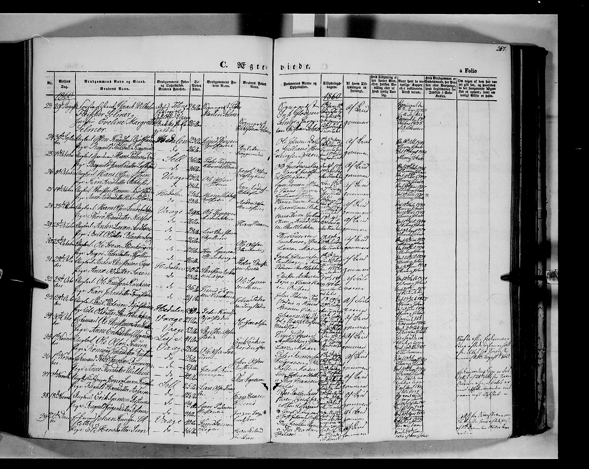 Vågå prestekontor, AV/SAH-PREST-076/H/Ha/Haa/L0006: Parish register (official) no. 6 /1, 1856-1872, p. 267