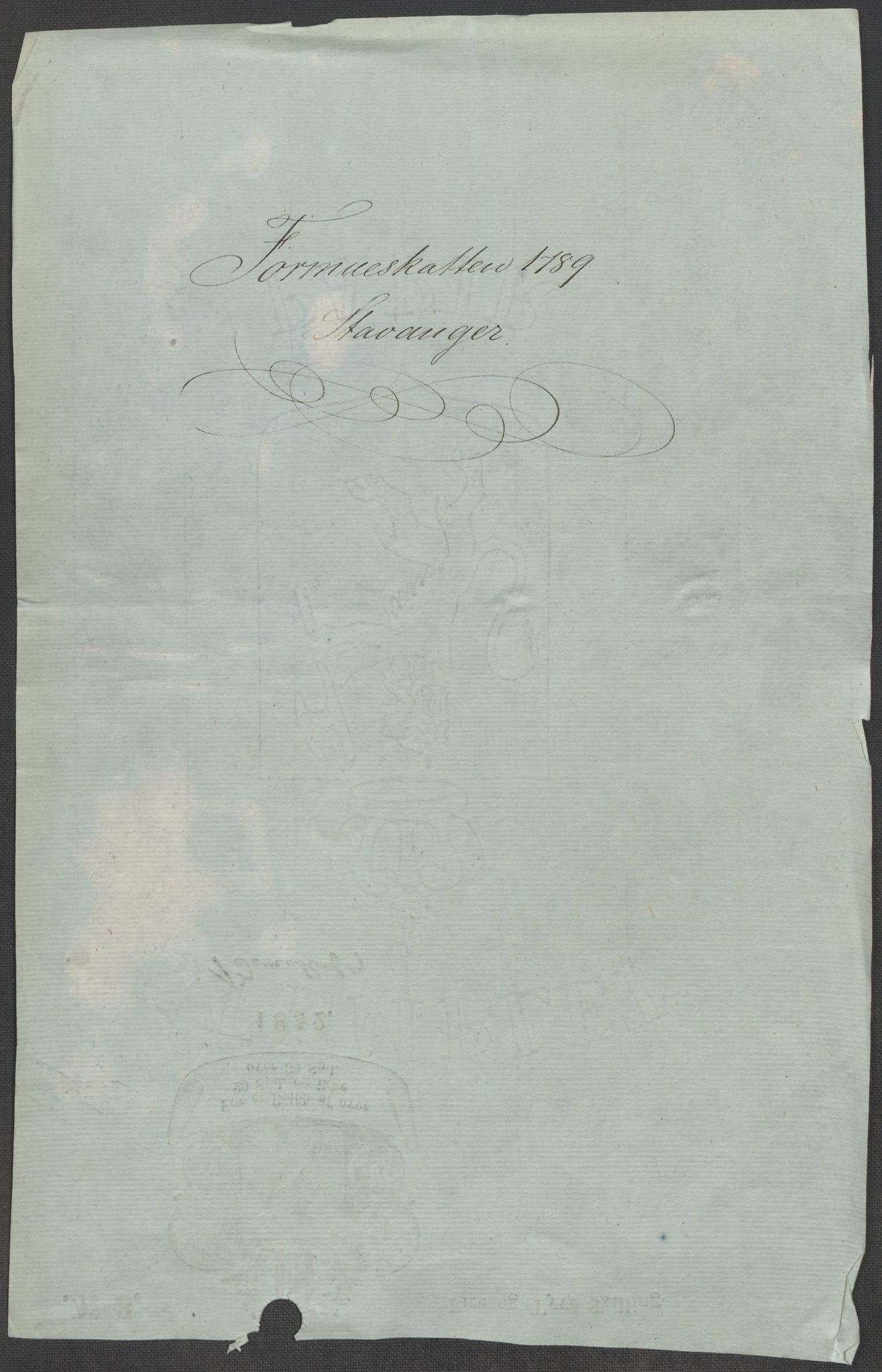 Rentekammeret inntil 1814, Reviderte regnskaper, Mindre regnskaper, RA/EA-4068/Rf/Rfe/L0045: Stavanger, Stjørdal og Verdal fogderi, 1789, p. 3