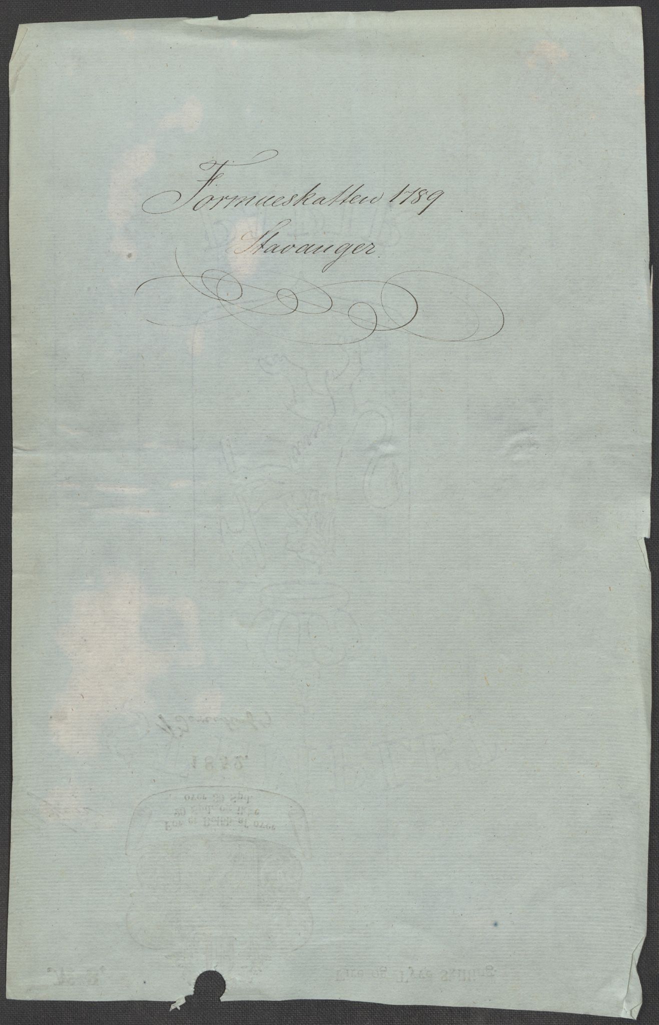 Rentekammeret inntil 1814, Reviderte regnskaper, Mindre regnskaper, AV/RA-EA-4068/Rf/Rfe/L0045: Stavanger, Stjørdal og Verdal fogderi, 1789, p. 3