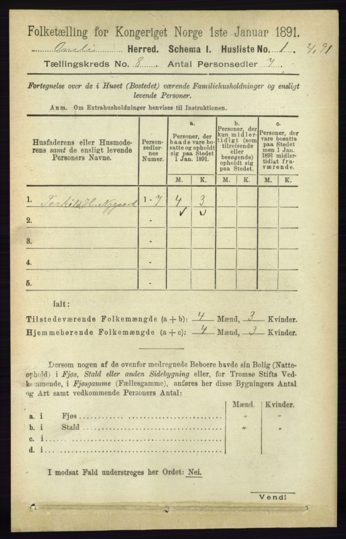 RA, 1891 census for 0929 Åmli, 1891, p. 1066