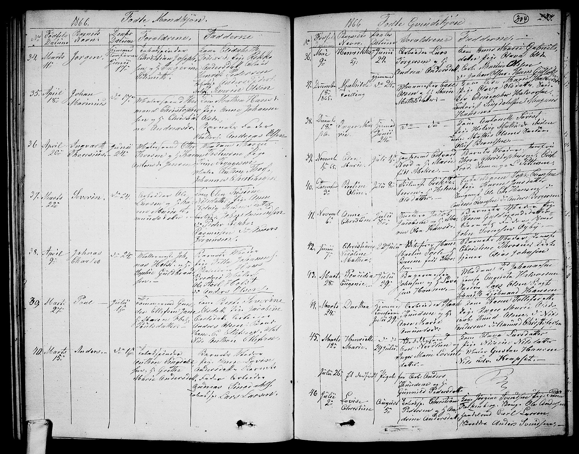 Larvik kirkebøker, SAKO/A-352/G/Ga/L0003a: Parish register (copy) no. I 3A, 1830-1870, p. 304