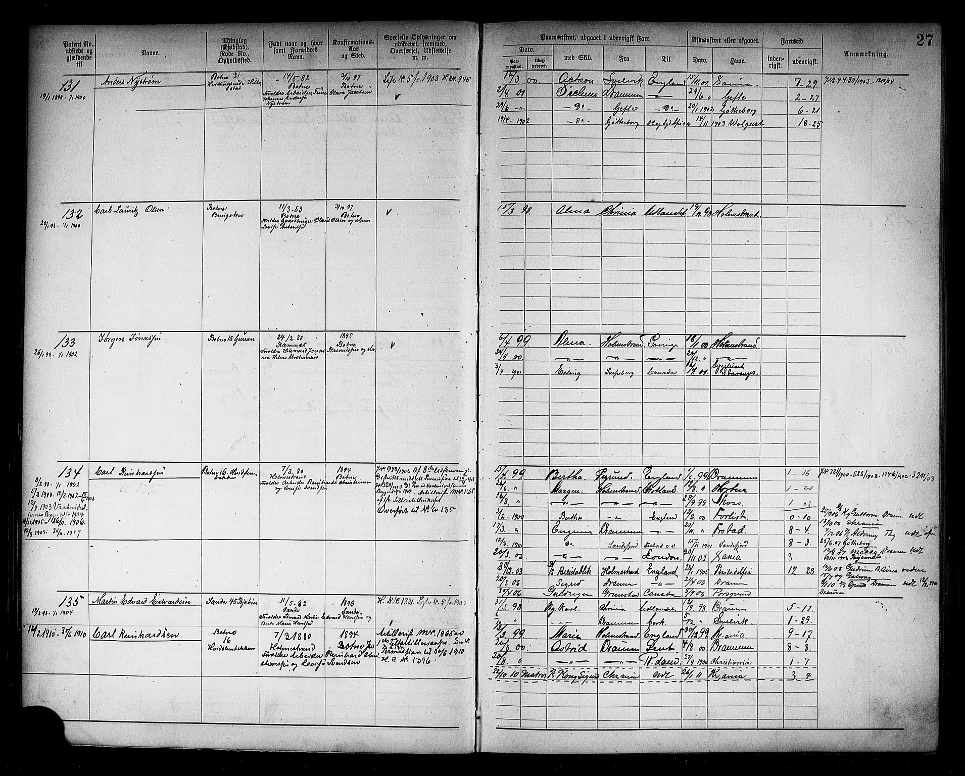 Holmestrand innrulleringskontor, AV/SAKO-A-1151/F/Fb/L0002: Annotasjonsrulle, 1894-1911, p. 30