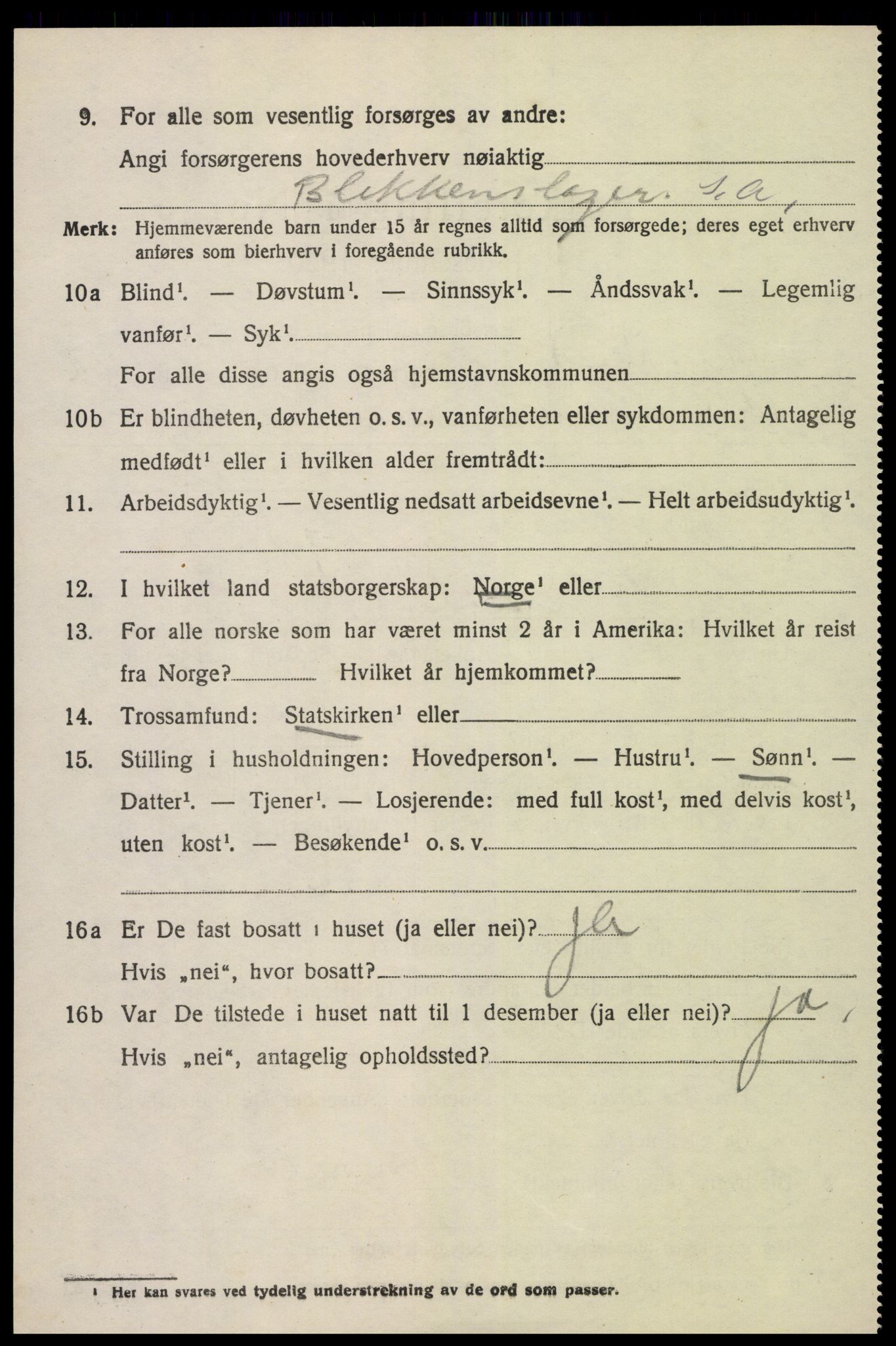 SAK, 1920 census for Øyestad, 1920, p. 9417