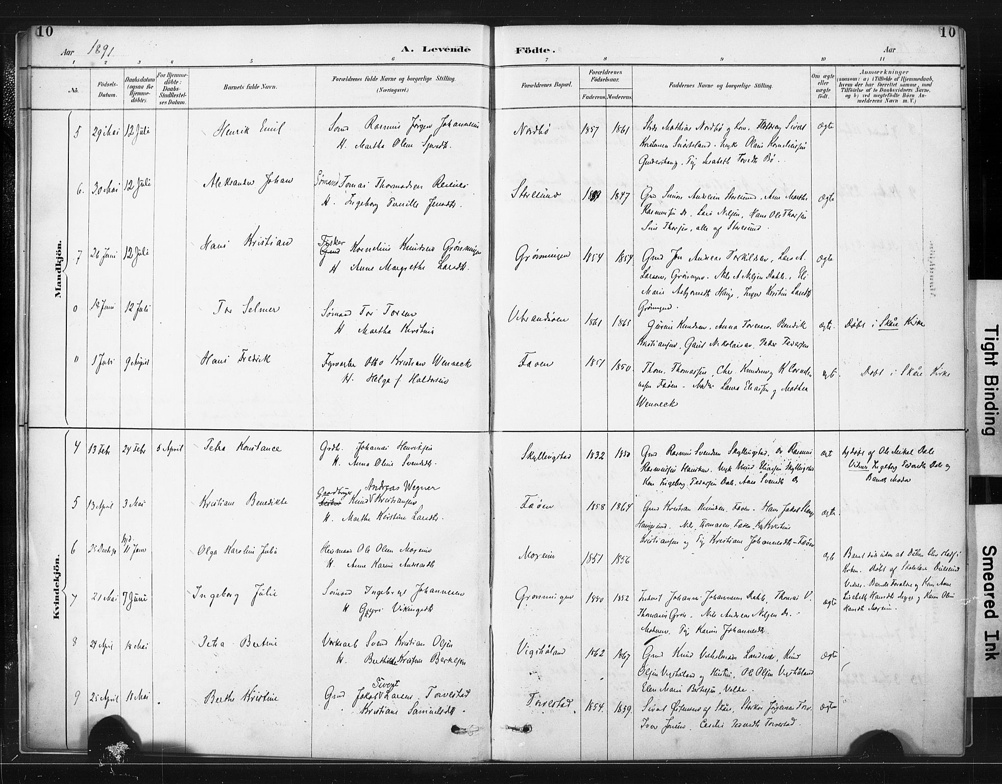 Torvastad sokneprestkontor, SAST/A -101857/H/Ha/Haa/L0015: Parish register (official) no. A 14, 1888-1899, p. 10