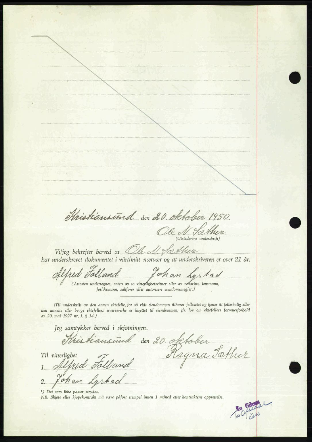 Kristiansund byfogd, AV/SAT-A-4587/A/27: Mortgage book no. 46, 1949-1950, Diary no: : 1873/1950