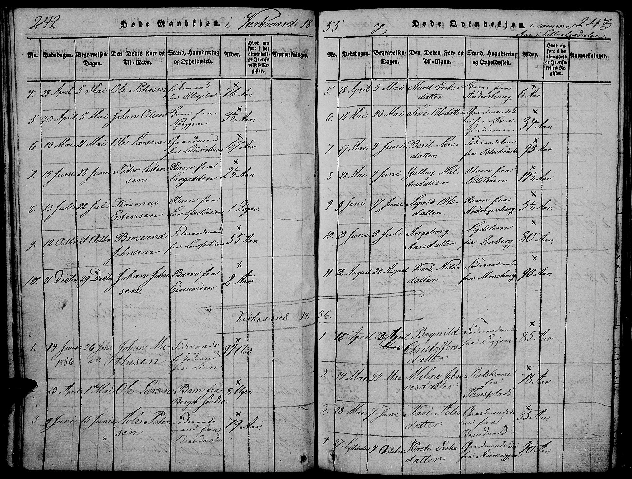 Tynset prestekontor, SAH/PREST-058/H/Ha/Hab/L0002: Parish register (copy) no. 2, 1814-1862, p. 242-243
