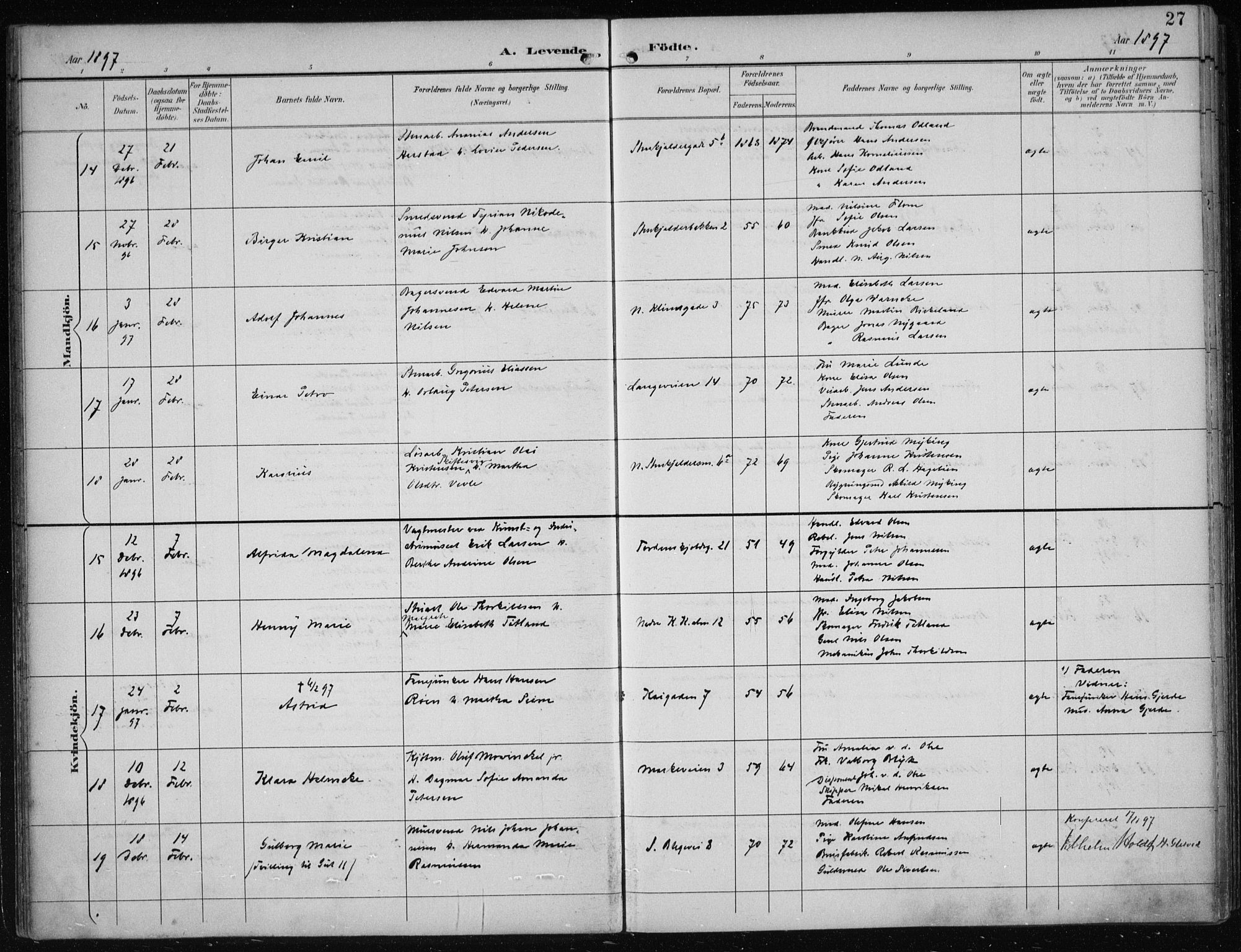 Korskirken sokneprestembete, AV/SAB-A-76101/H/Hab: Parish register (copy) no. B 10, 1896-1905, p. 27