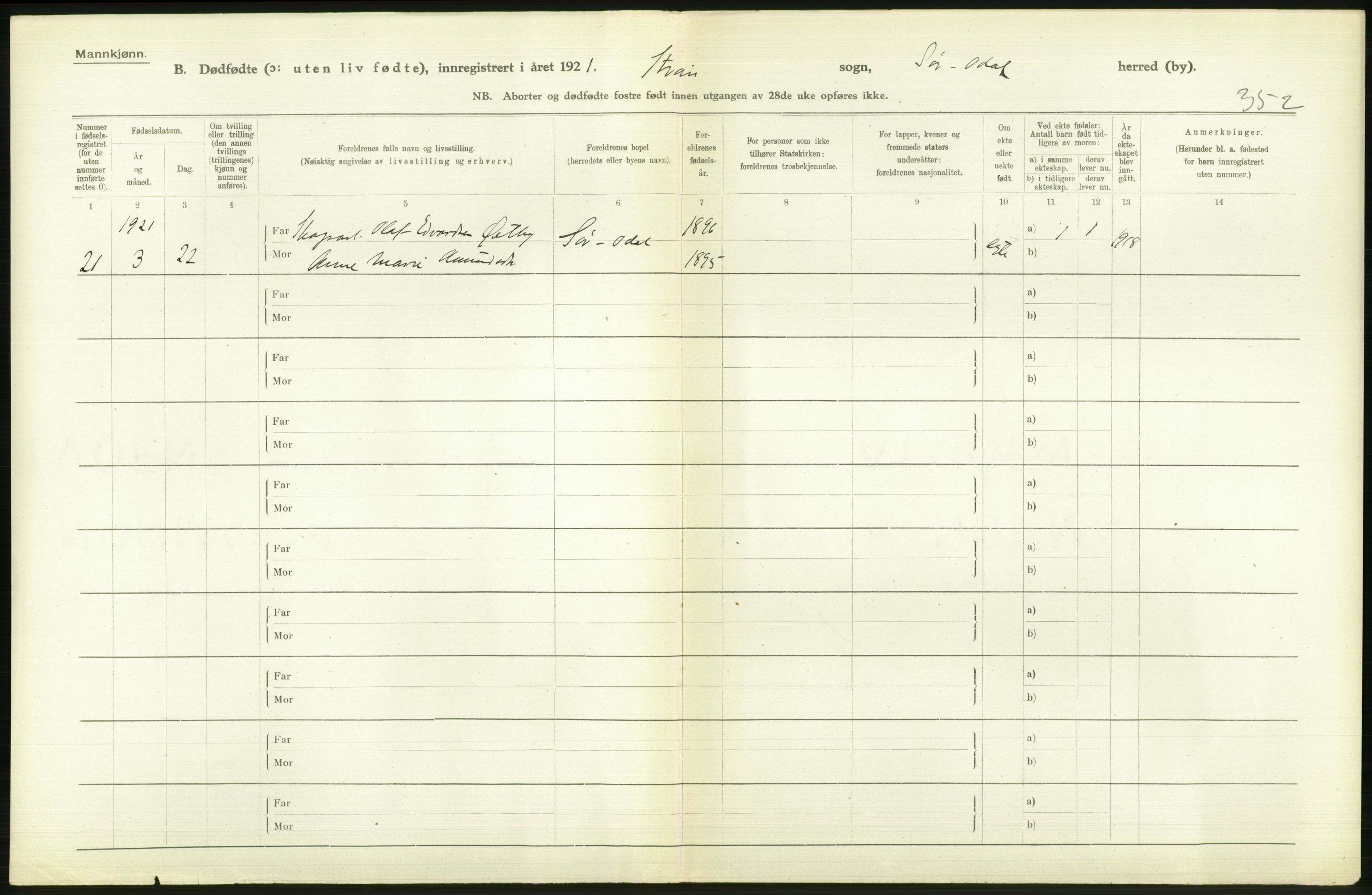 Statistisk sentralbyrå, Sosiodemografiske emner, Befolkning, RA/S-2228/D/Df/Dfc/Dfca/L0015: Hedemark fylke: Levendefødte menn og kvinner. Byer, 1921, p. 804