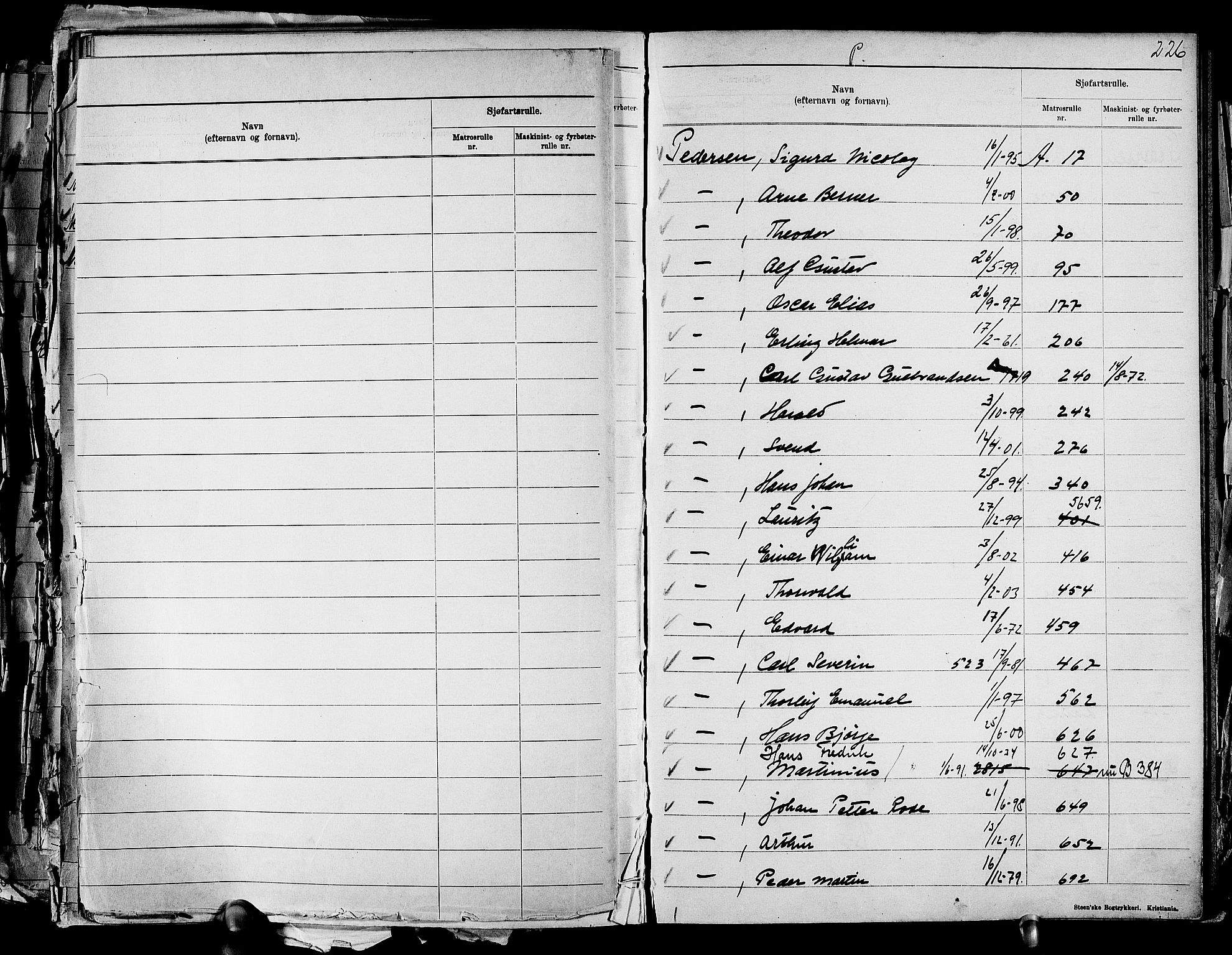 Drammen innrulleringsdistrikt, SAKO/A-781/G/Ga/L0001: Navneregister til rullene, 1860-1948, p. 246