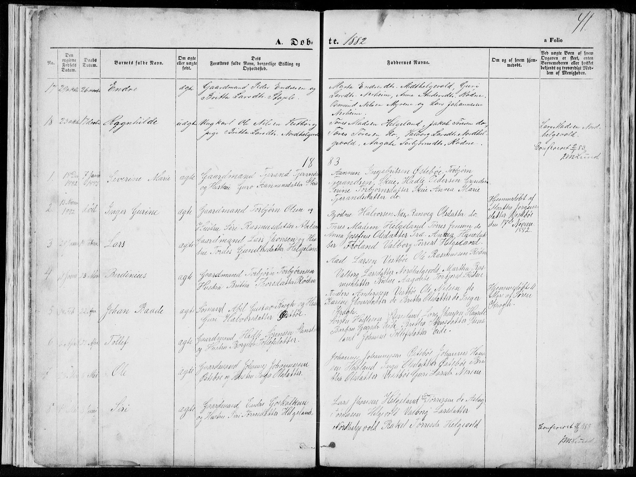 Vikedal sokneprestkontor, SAST/A-101840/01/V: Parish register (copy) no. B 10, 1864-1926, p. 41