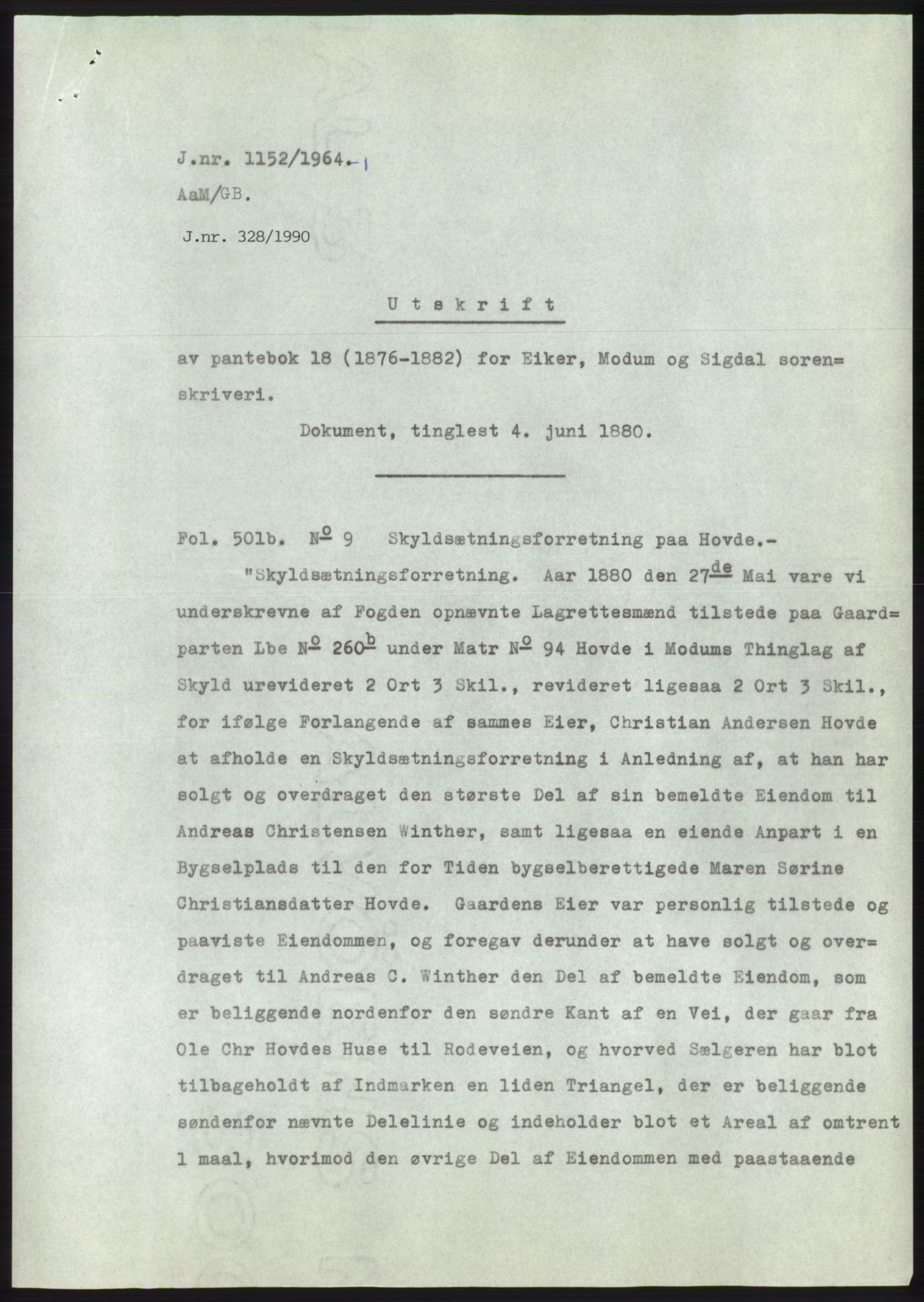 Statsarkivet i Kongsberg, AV/SAKO-A-0001/E/Ee/L0032: Avskrifter, SAO jnr. 1152/1964 - 1700/1964, 1964, p. 2
