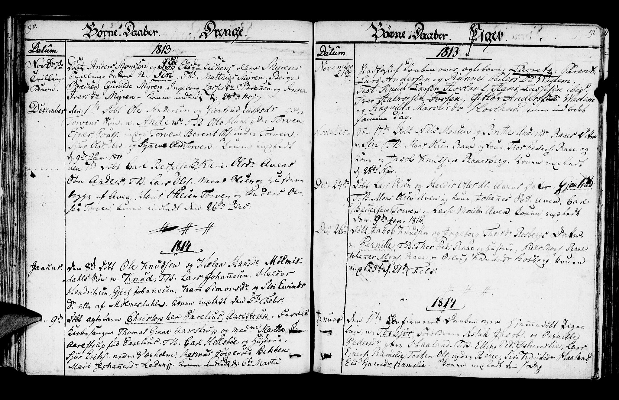 Lavik sokneprestembete, SAB/A-80901: Parish register (official) no. A 1, 1809-1822, p. 90-91