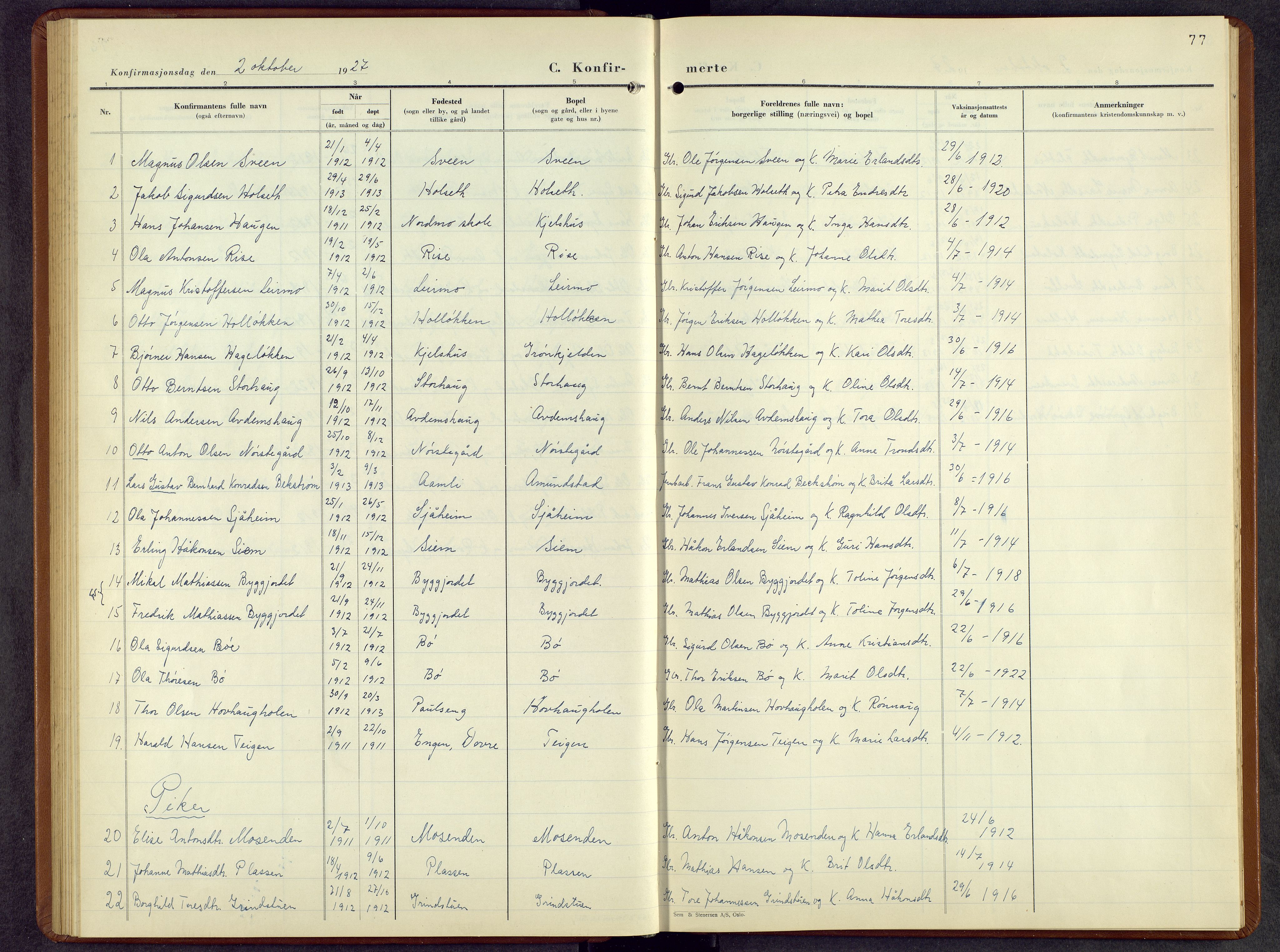 Lesja prestekontor, SAH/PREST-068/H/Ha/Hab/L0010: Parish register (copy) no. 10, 1925-1960, p. 77