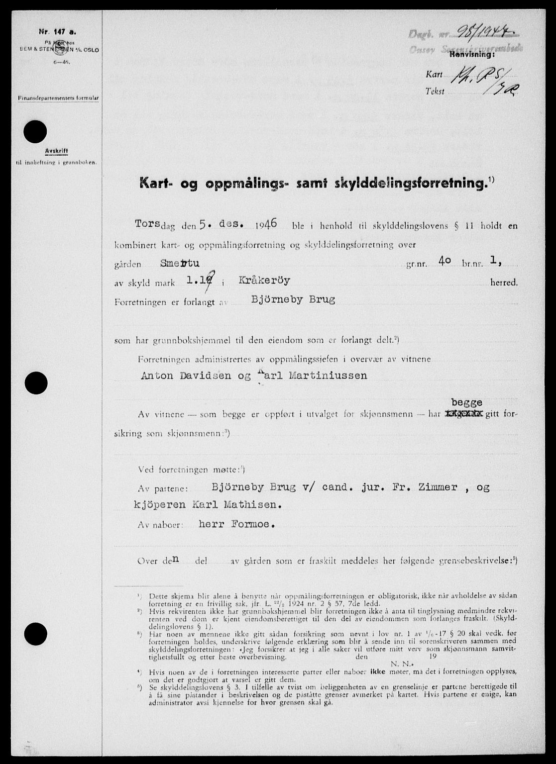 Onsøy sorenskriveri, SAO/A-10474/G/Ga/Gab/L0018: Mortgage book no. II A-18, 1946-1947, Diary no: : 98/1947