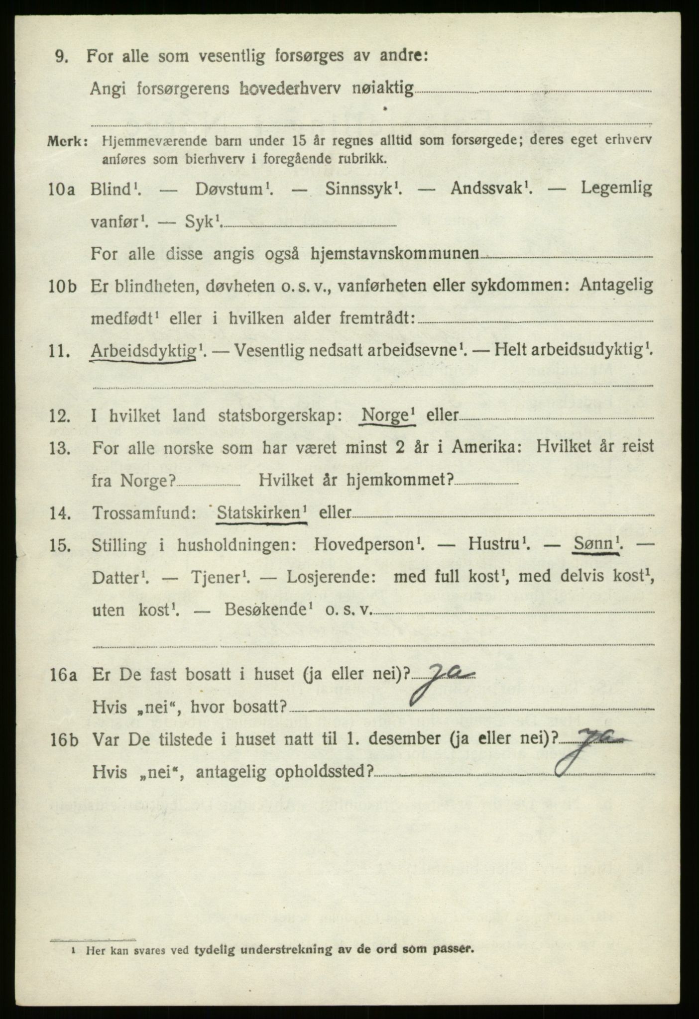 SAB, 1920 census for Hornindal, 1920, p. 3419