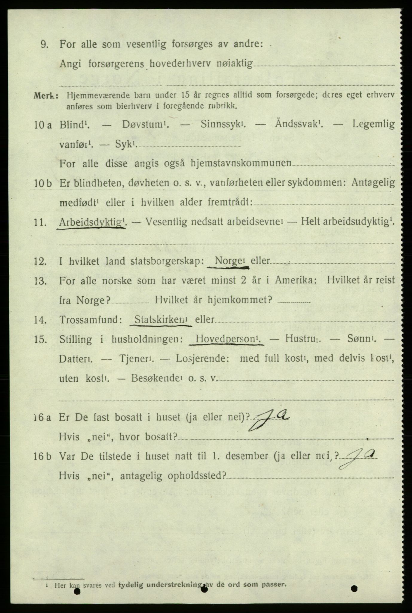 SAB, 1920 census for Strandebarm, 1920, p. 1861