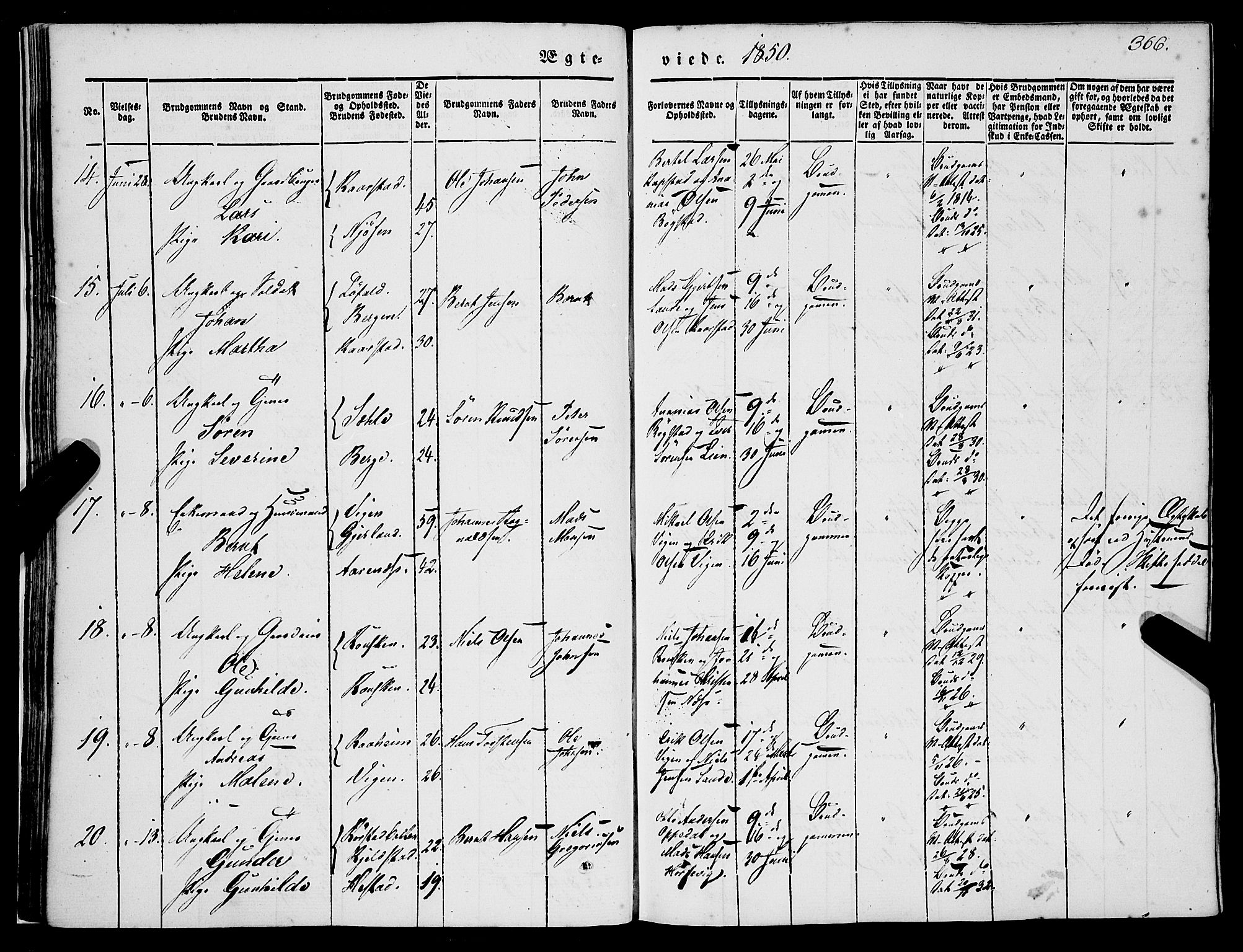 Gaular sokneprestembete, AV/SAB-A-80001/H/Haa: Parish register (official) no. A 4II, 1841-1859, p. 366