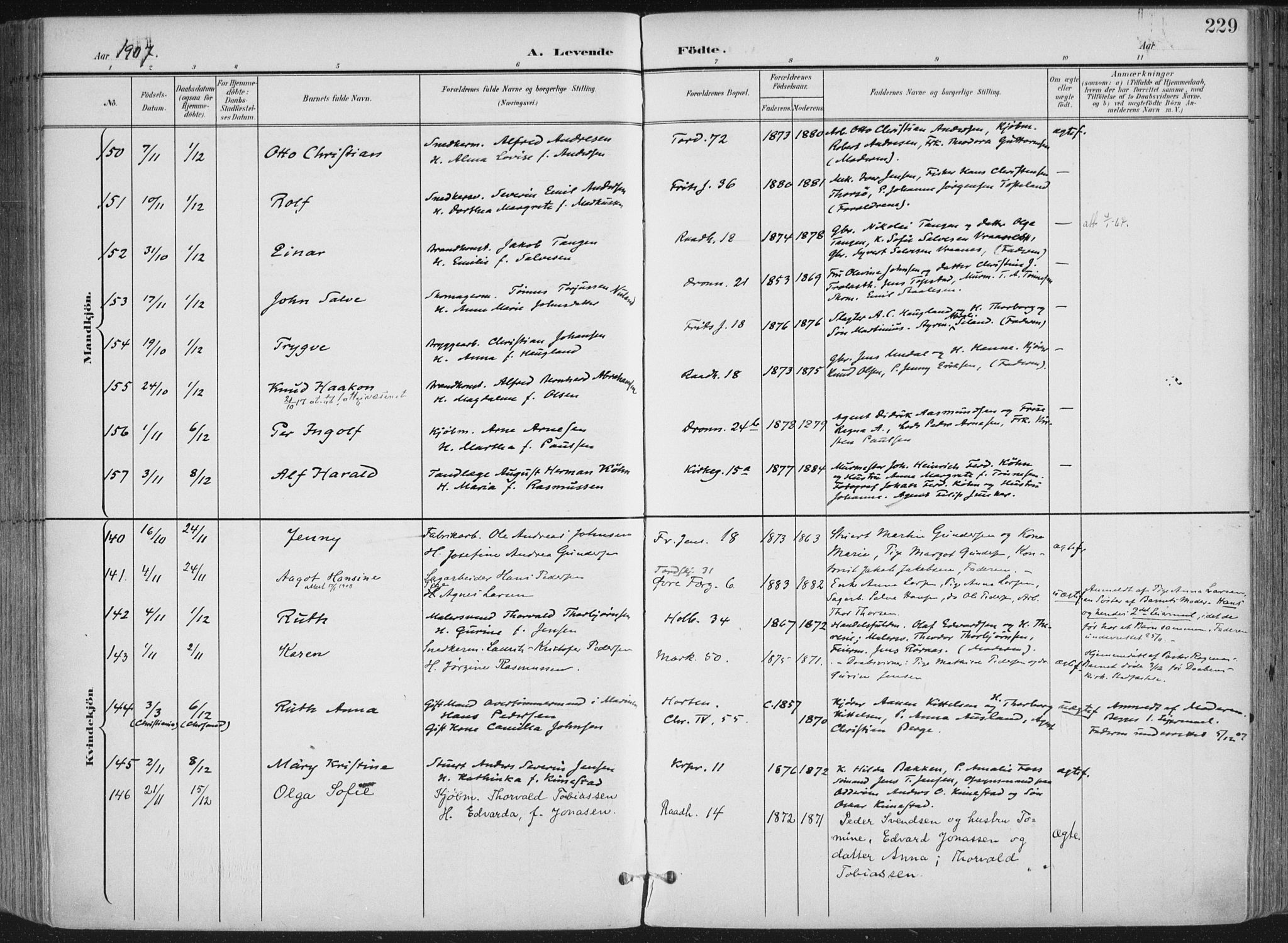 Kristiansand domprosti, AV/SAK-1112-0006/F/Fa/L0021: Parish register (official) no. A 20, 1898-1908, p. 229