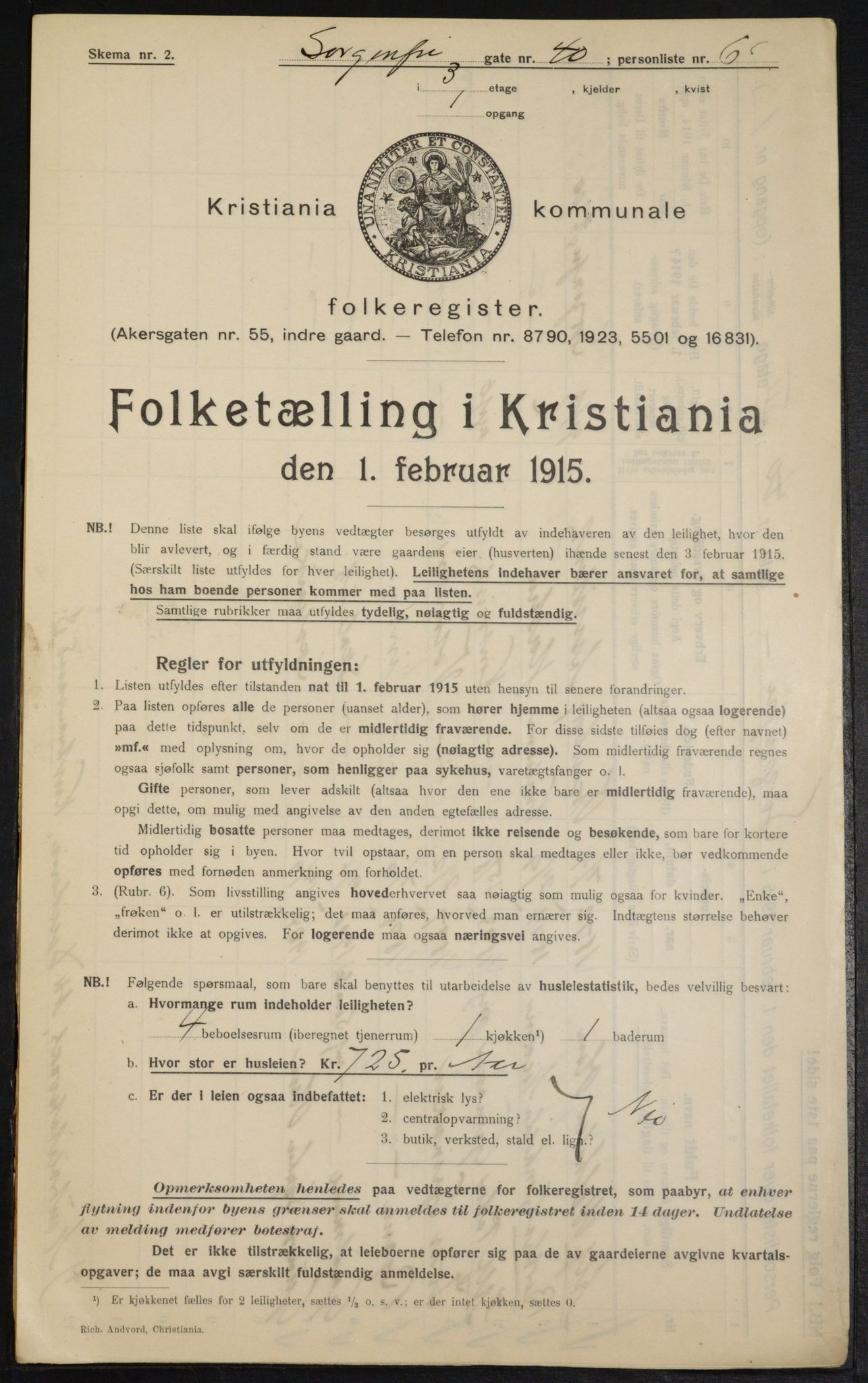 OBA, Municipal Census 1915 for Kristiania, 1915, p. 100311