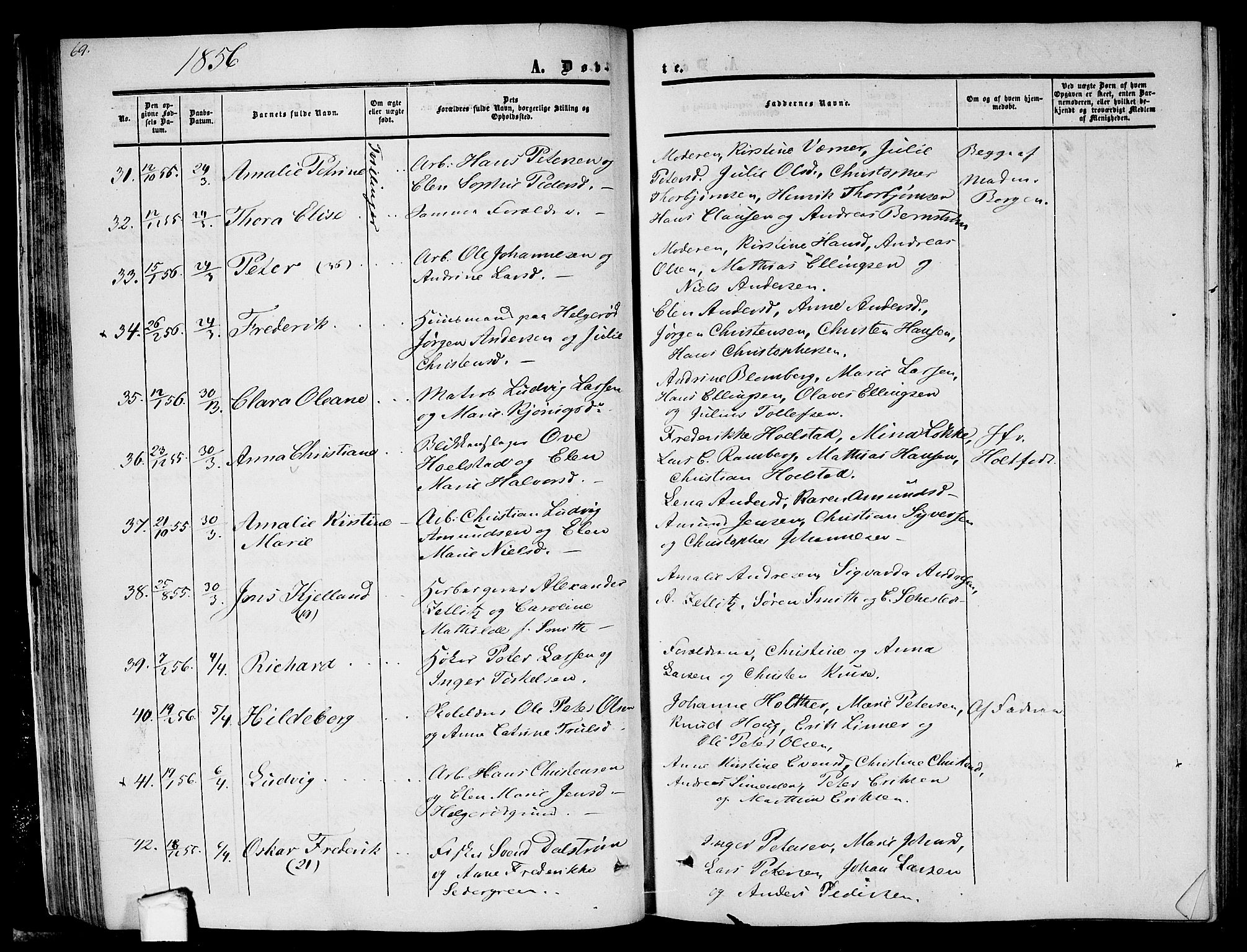 Moss prestekontor Kirkebøker, AV/SAO-A-2003/G/Ga/L0002: Parish register (copy) no. I 2, 1852-1871, p. 69