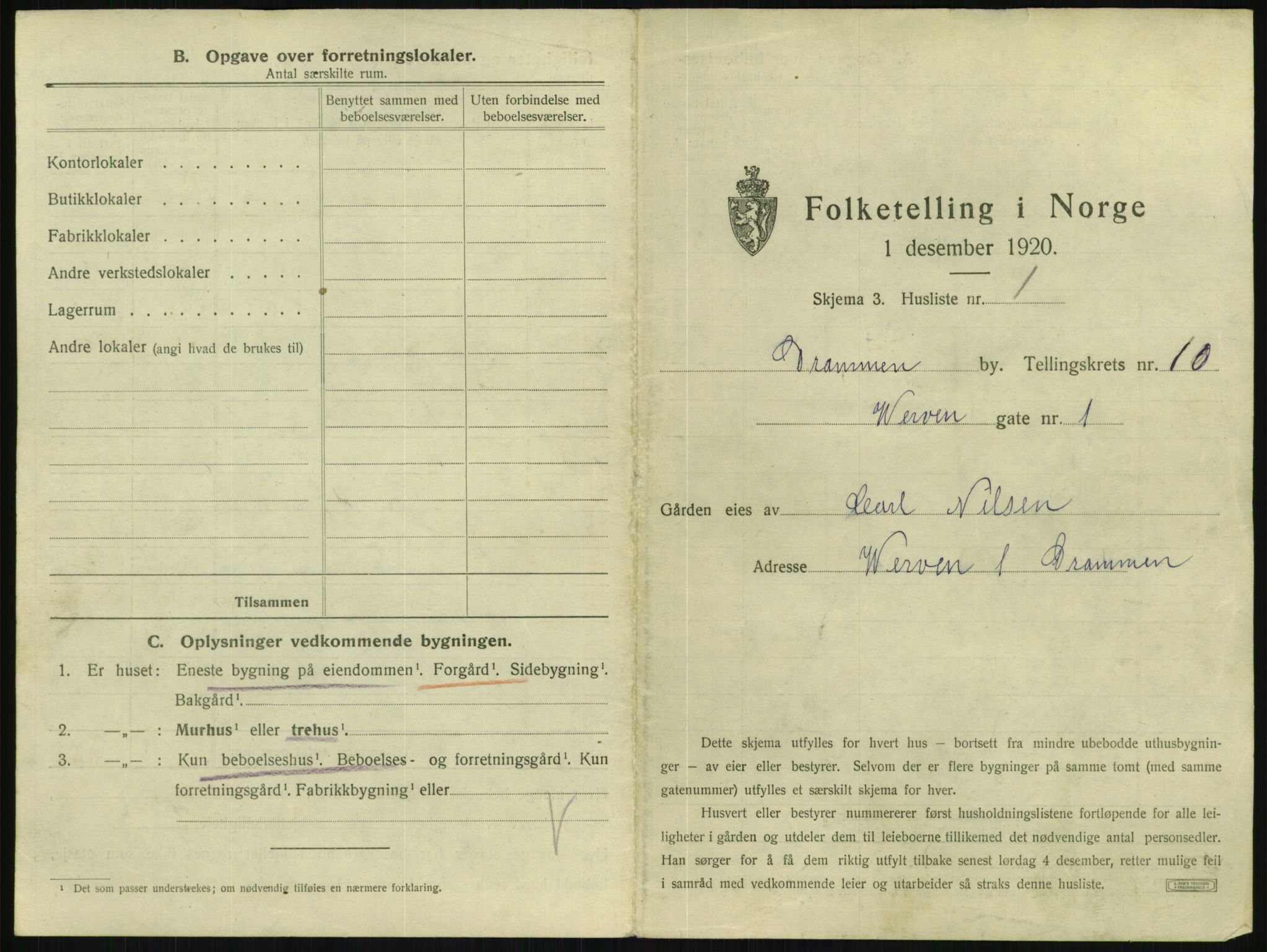 SAKO, 1920 census for Drammen, 1920, p. 4706