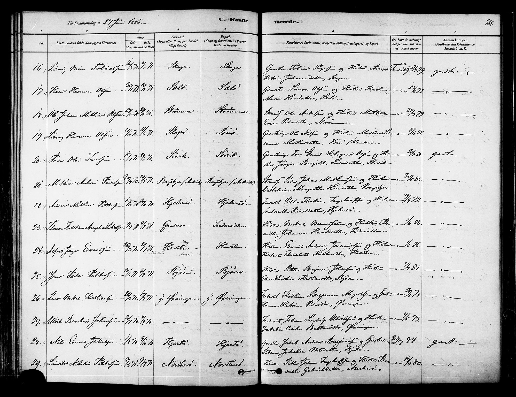 Ministerialprotokoller, klokkerbøker og fødselsregistre - Nordland, AV/SAT-A-1459/834/L0507: Parish register (official) no. 834A05, 1878-1892, p. 264