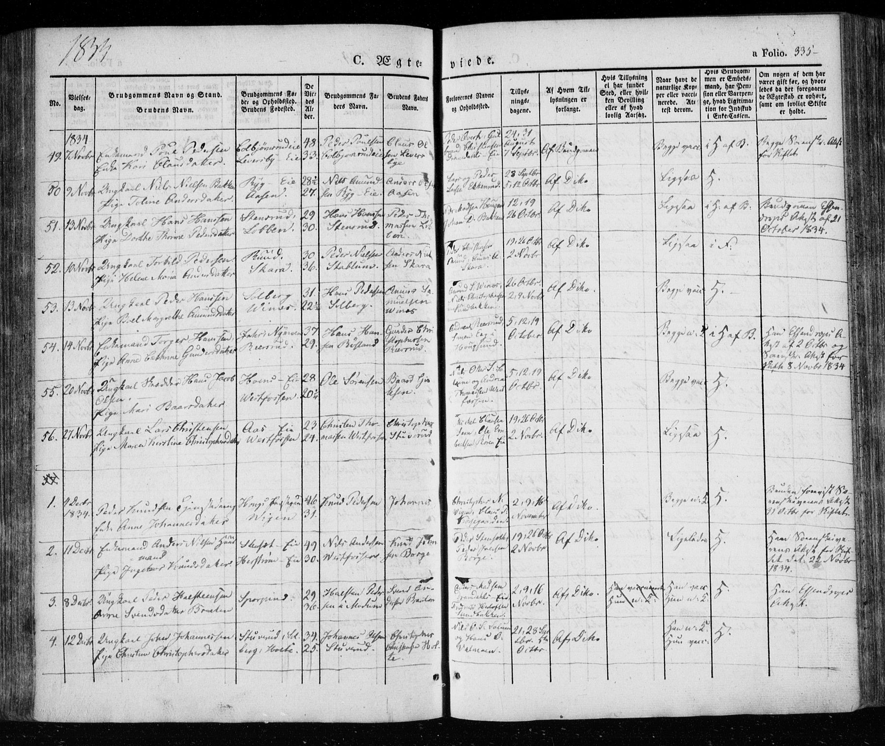 Eiker kirkebøker, AV/SAKO-A-4/F/Fa/L0013a: Parish register (official) no. I 13A, 1832-1845, p. 335