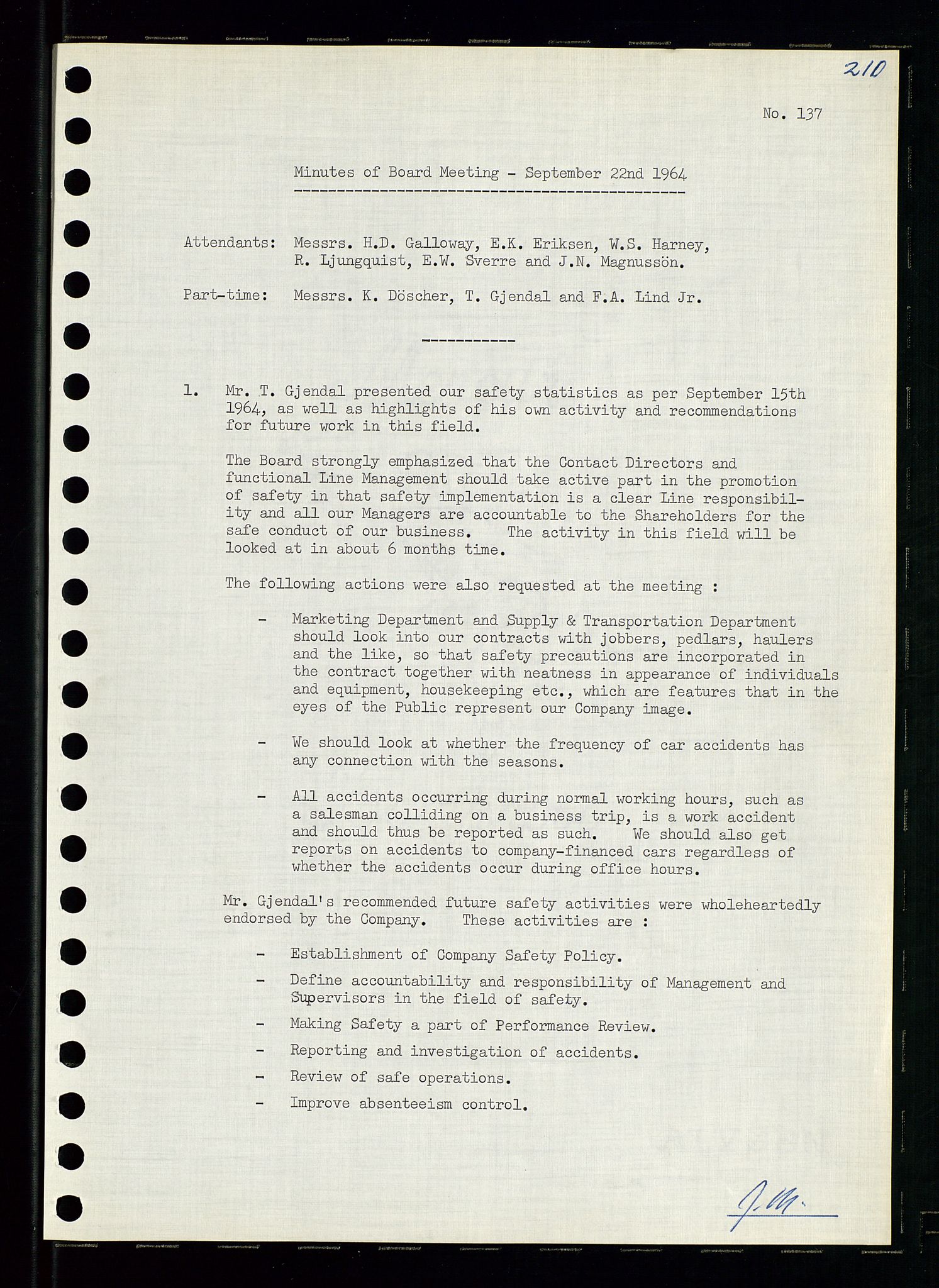 Pa 0982 - Esso Norge A/S, AV/SAST-A-100448/A/Aa/L0001/0004: Den administrerende direksjon Board minutes (styrereferater) / Den administrerende direksjon Board minutes (styrereferater), 1963-1964, p. 51