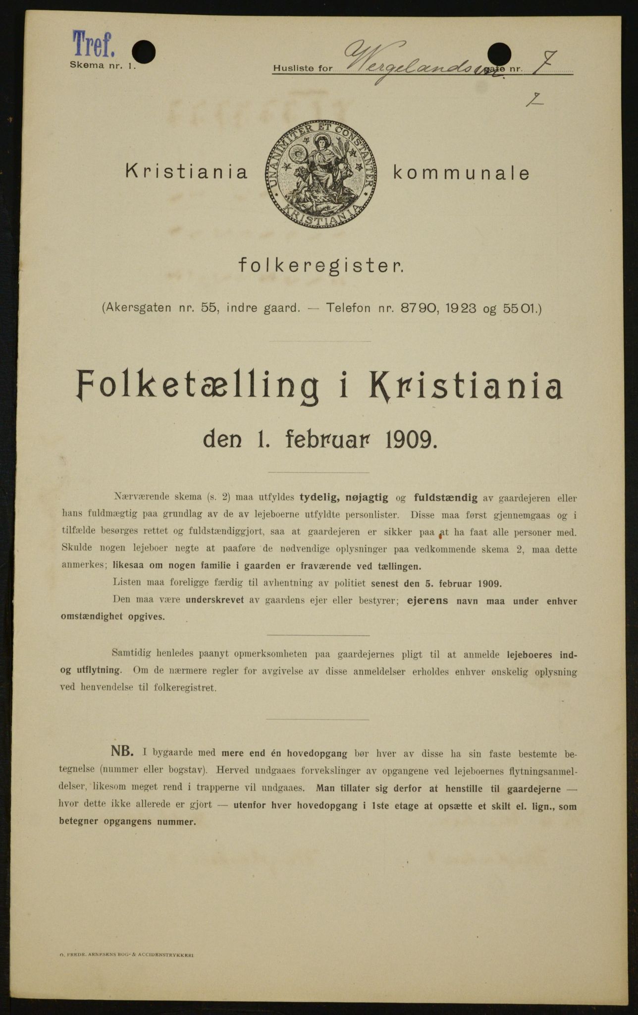 OBA, Municipal Census 1909 for Kristiania, 1909, p. 115996
