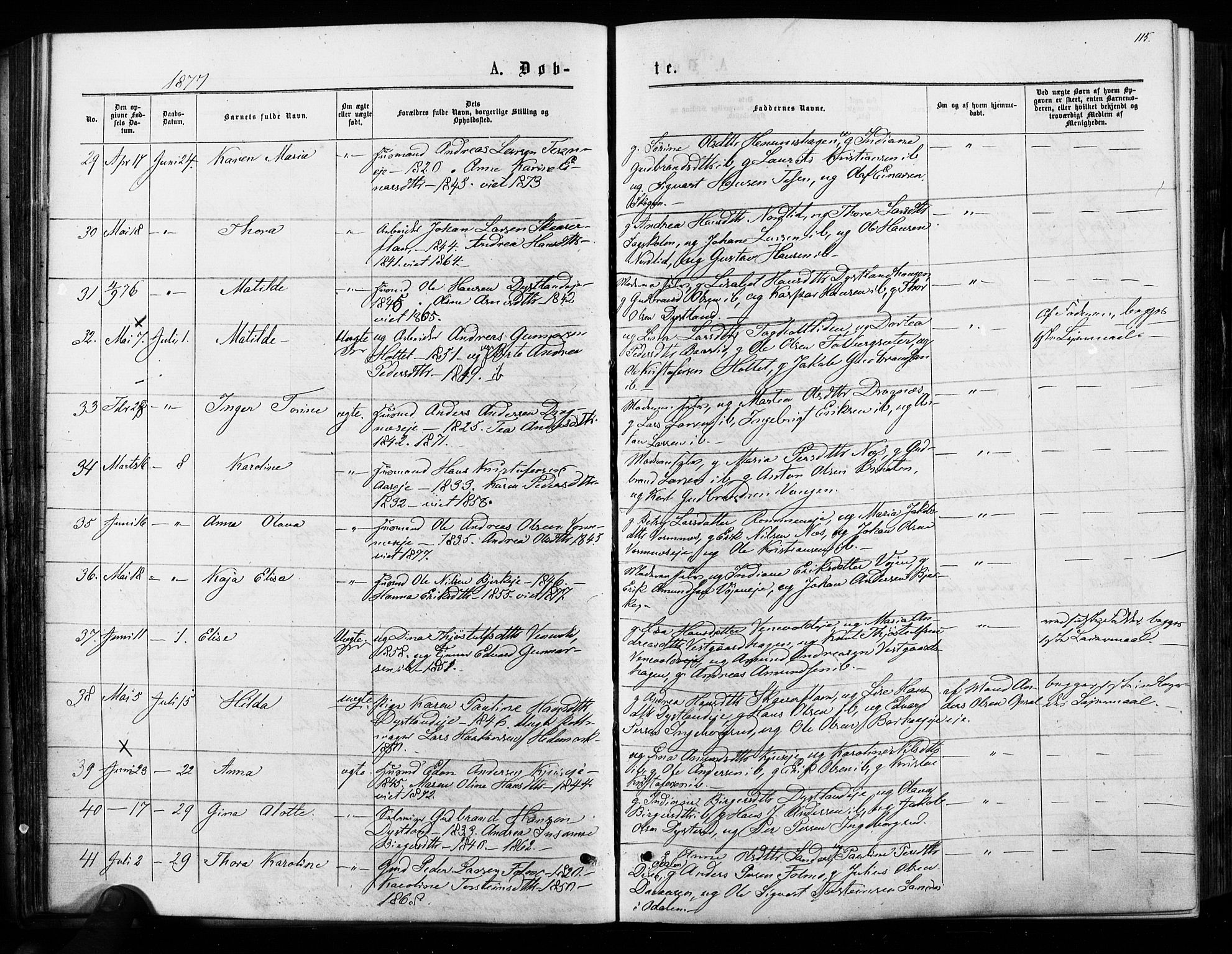 Nes prestekontor Kirkebøker, SAO/A-10410/F/Fa/L0009: Parish register (official) no. I 9, 1875-1882, p. 115