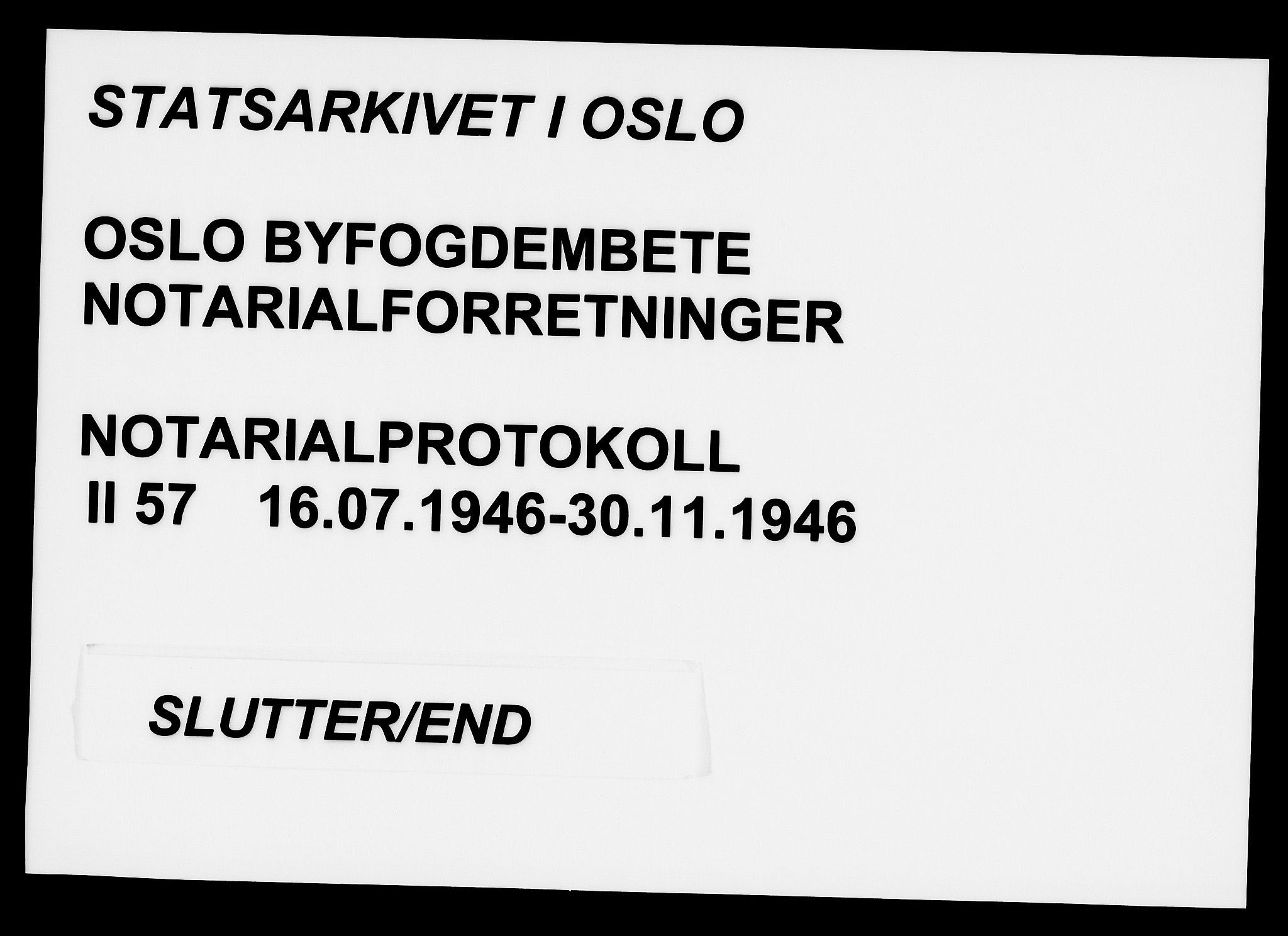Oslo byfogd avd. I, SAO/A-10220/L/Lb/Lbb/L0057: Notarialprotokoll, rekke II: Vigsler, 1946