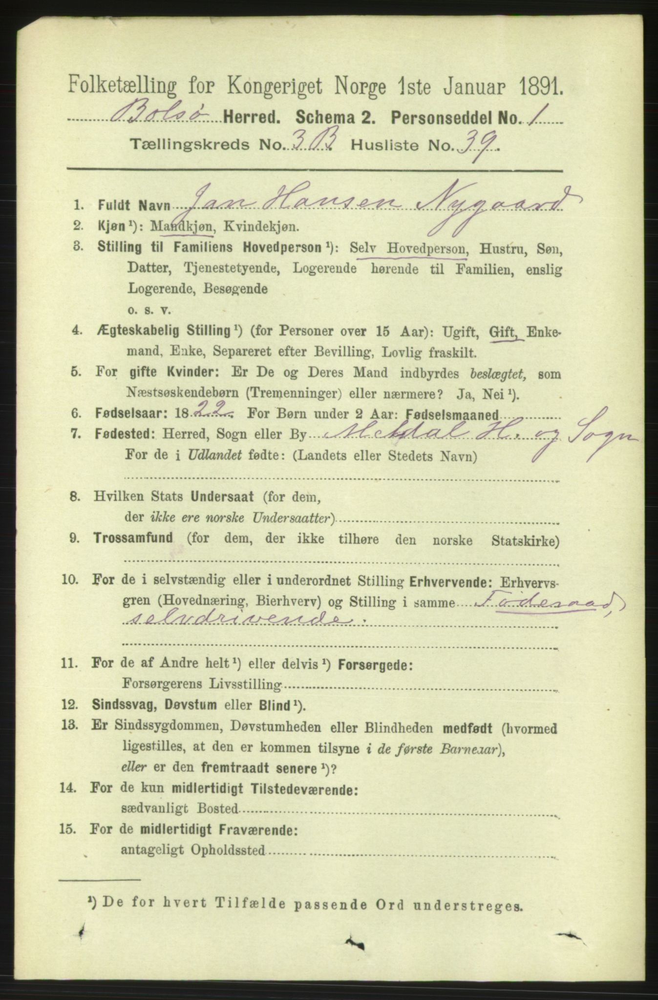 RA, 1891 census for 1544 Bolsøy, 1891, p. 2294