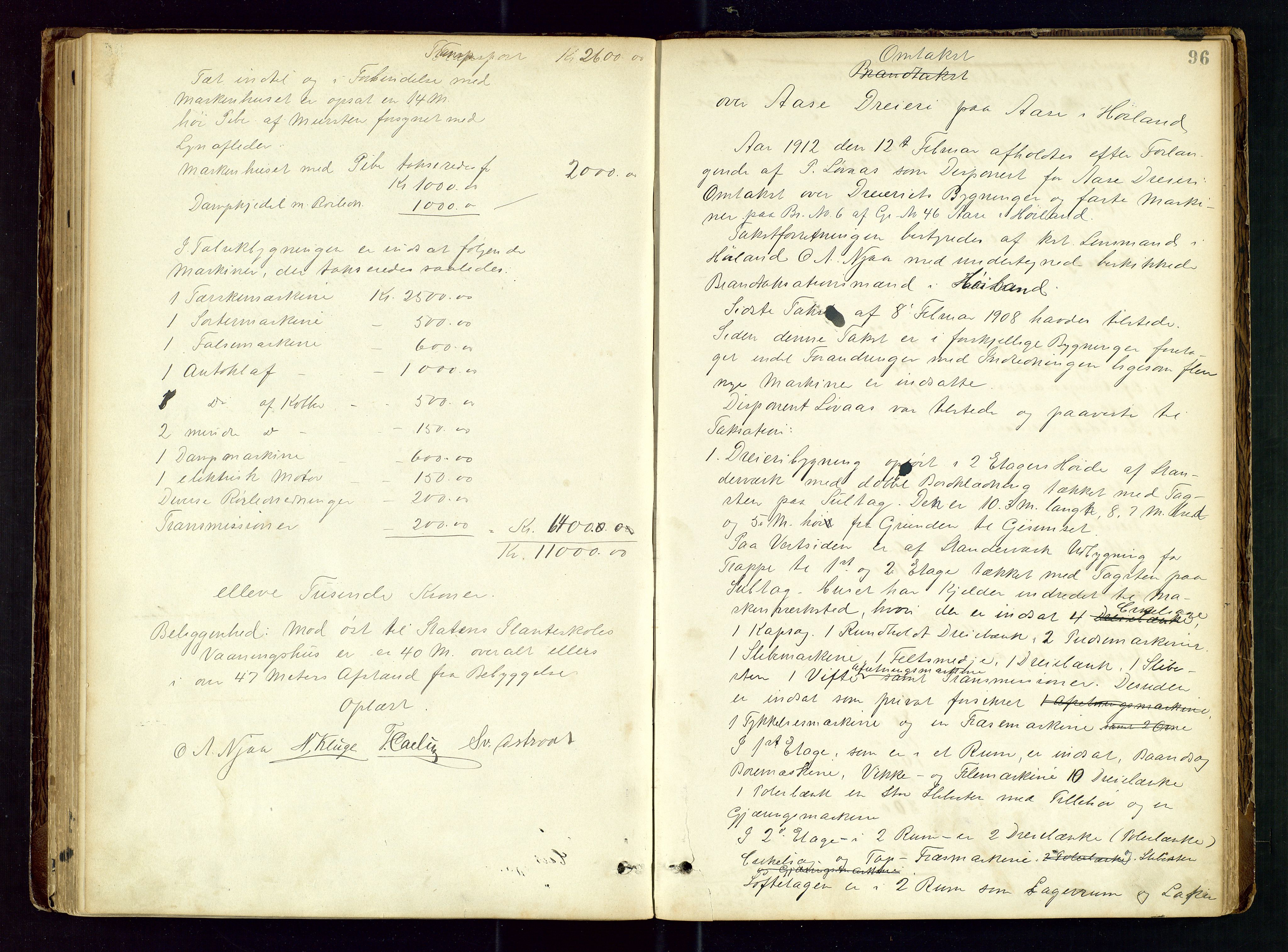 Høyland/Sandnes lensmannskontor, AV/SAST-A-100166/Goa/L0002: "Brandtaxtprotokol for Landafdelingen i Høiland", 1880-1917, p. 95b-96a