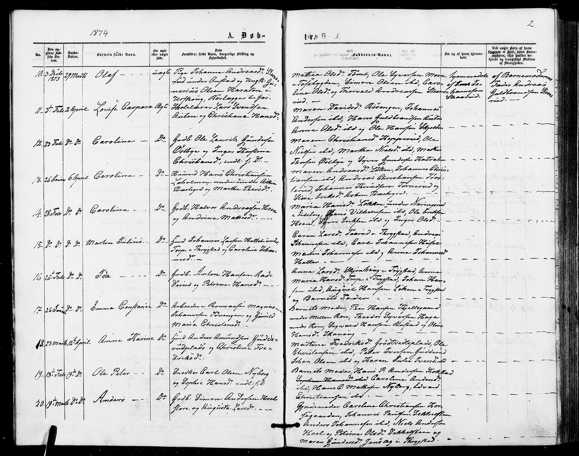 Askim prestekontor Kirkebøker, AV/SAO-A-10900/F/Fa/L0006: Parish register (official) no. 6, 1874-1881, p. 2